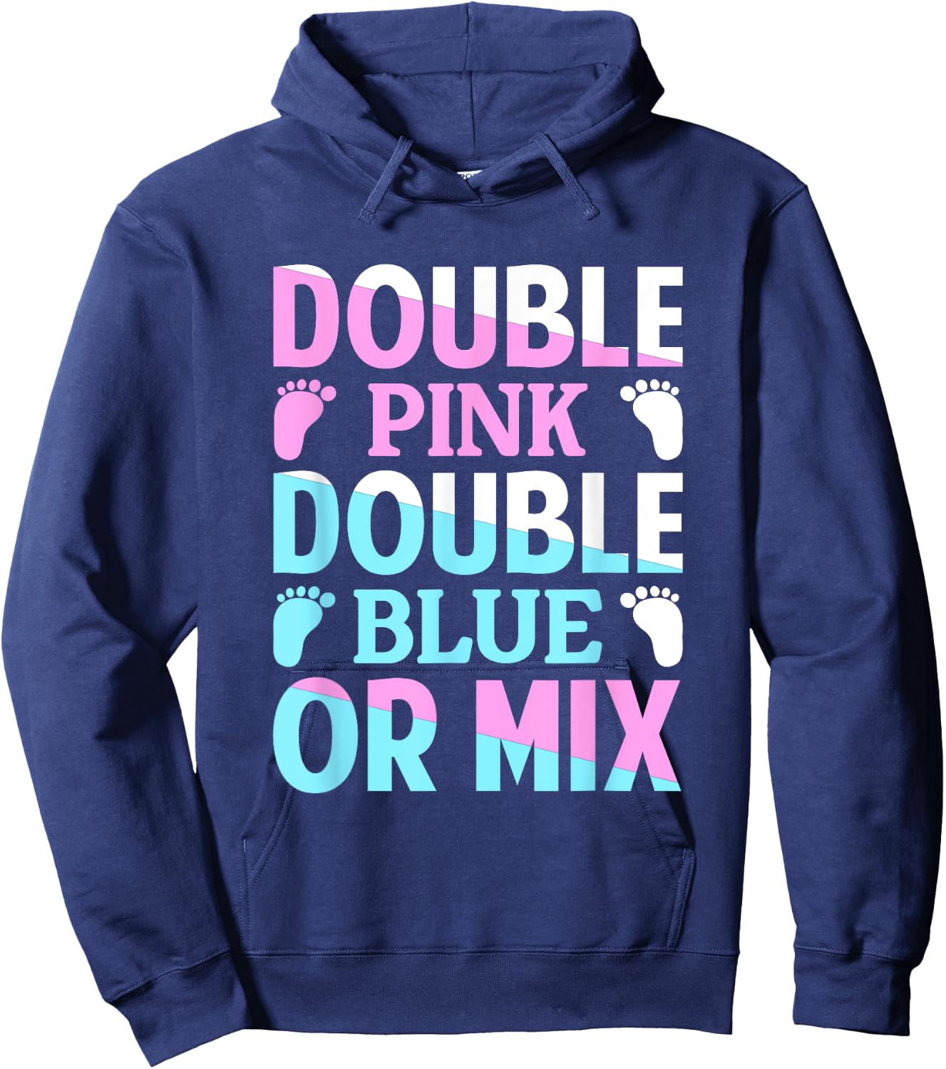 Double Pink Double Blue Mix Twin Gender Announcement Reveal Hoodie - Hoodie | Navy