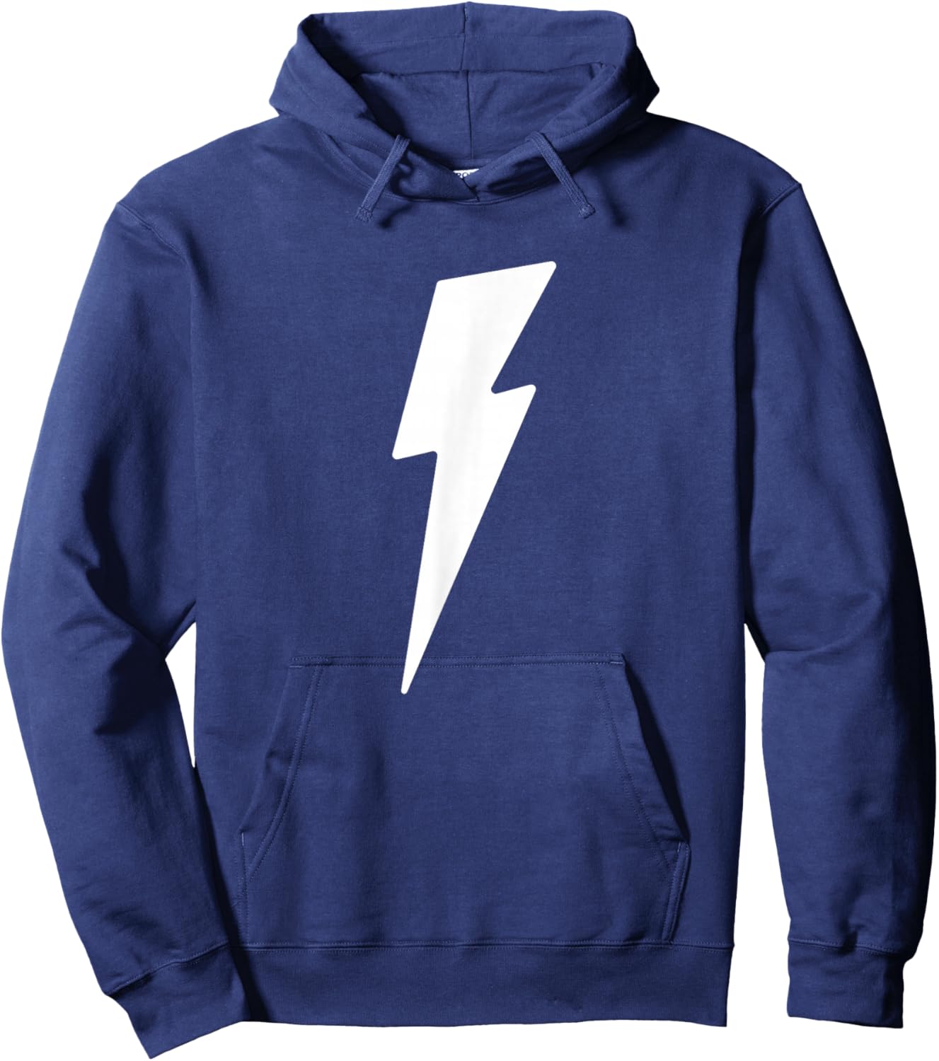 Simple Lightning Bolt in White | Thunder Bolt Graphic Hoodie - Hoodie | Navy