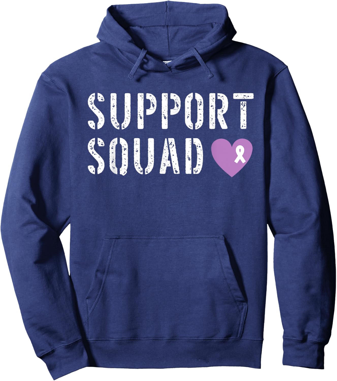 Support Squad Pancreatic Cancer Awareness Purple Ribbon Hoodie - Hoodie | Navy