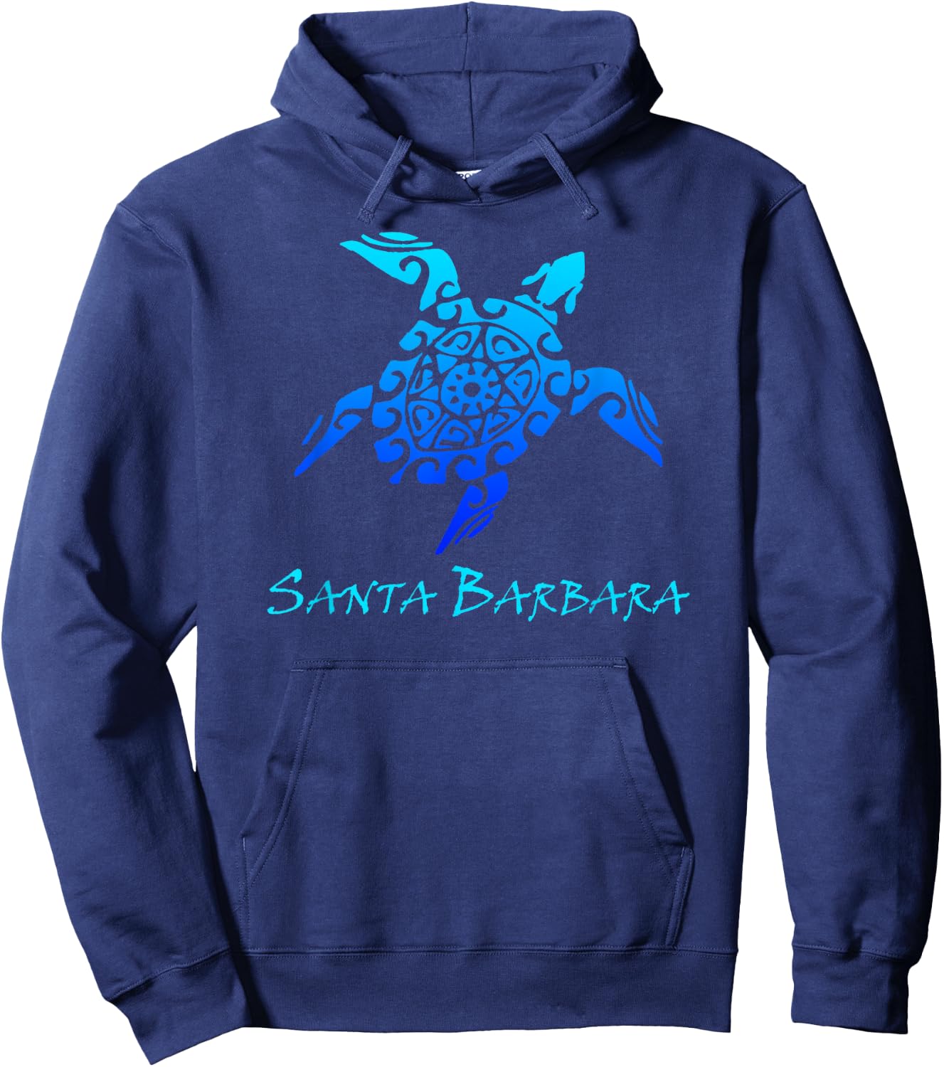 Santa Barbara, California Vintage Retro Tribal Sea Turtle Hoodie - Hoodie | Navy