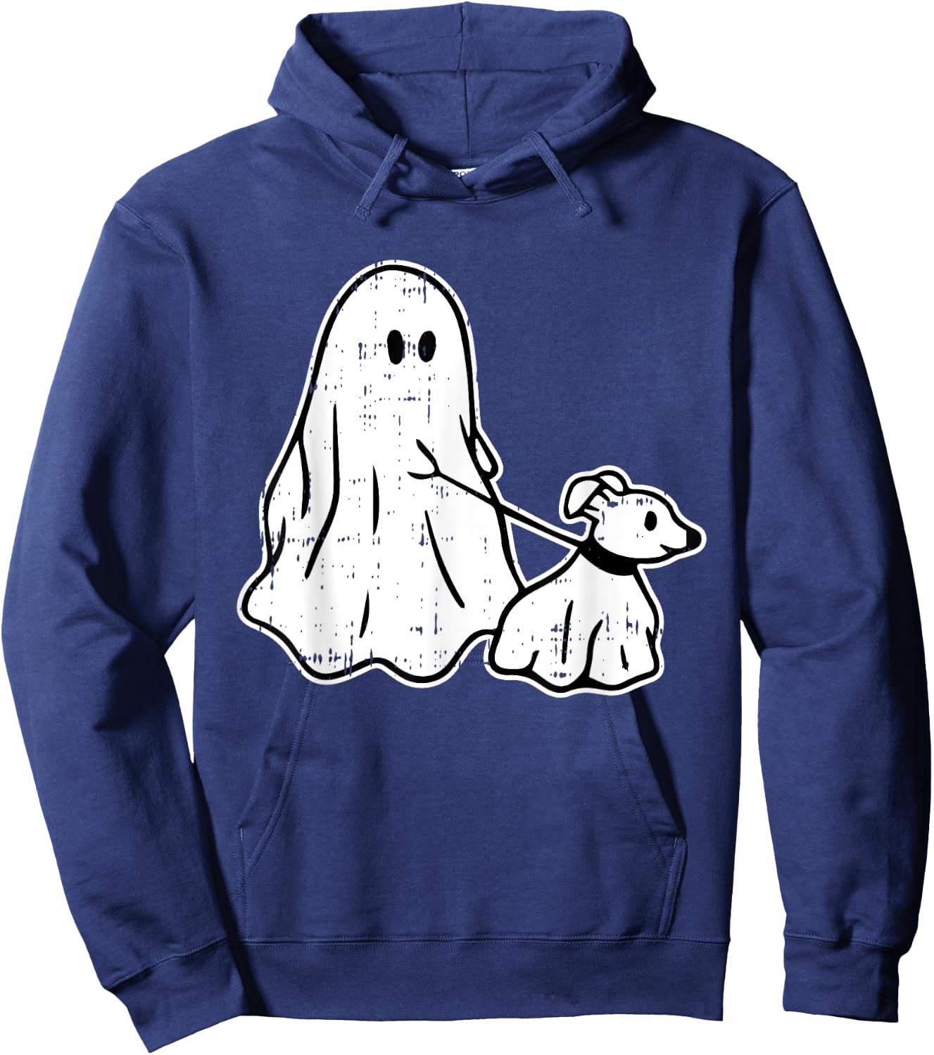 Ghost Holding Puppy Dog Halloween Costume Ghoul Doggie Women Kids Hoodie - Hoodie | Navy