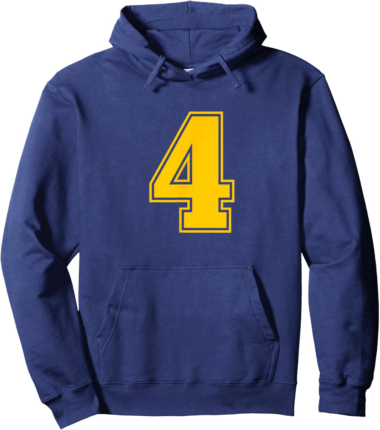 Yellow Sports Team Number #4 Hoodie - Hoodie | Navy