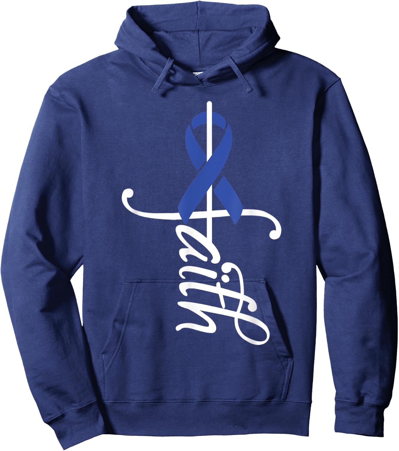 Faith Cancer Support - Ribbon Rectal Cancer Awareness Hoodie - Hoodie | Navy