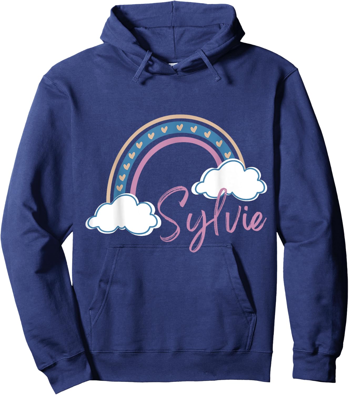 Sylvie Name tag Girl Boho Rainbow Pink Sylvie Rainbow Hoodie - Hoodie | Navy