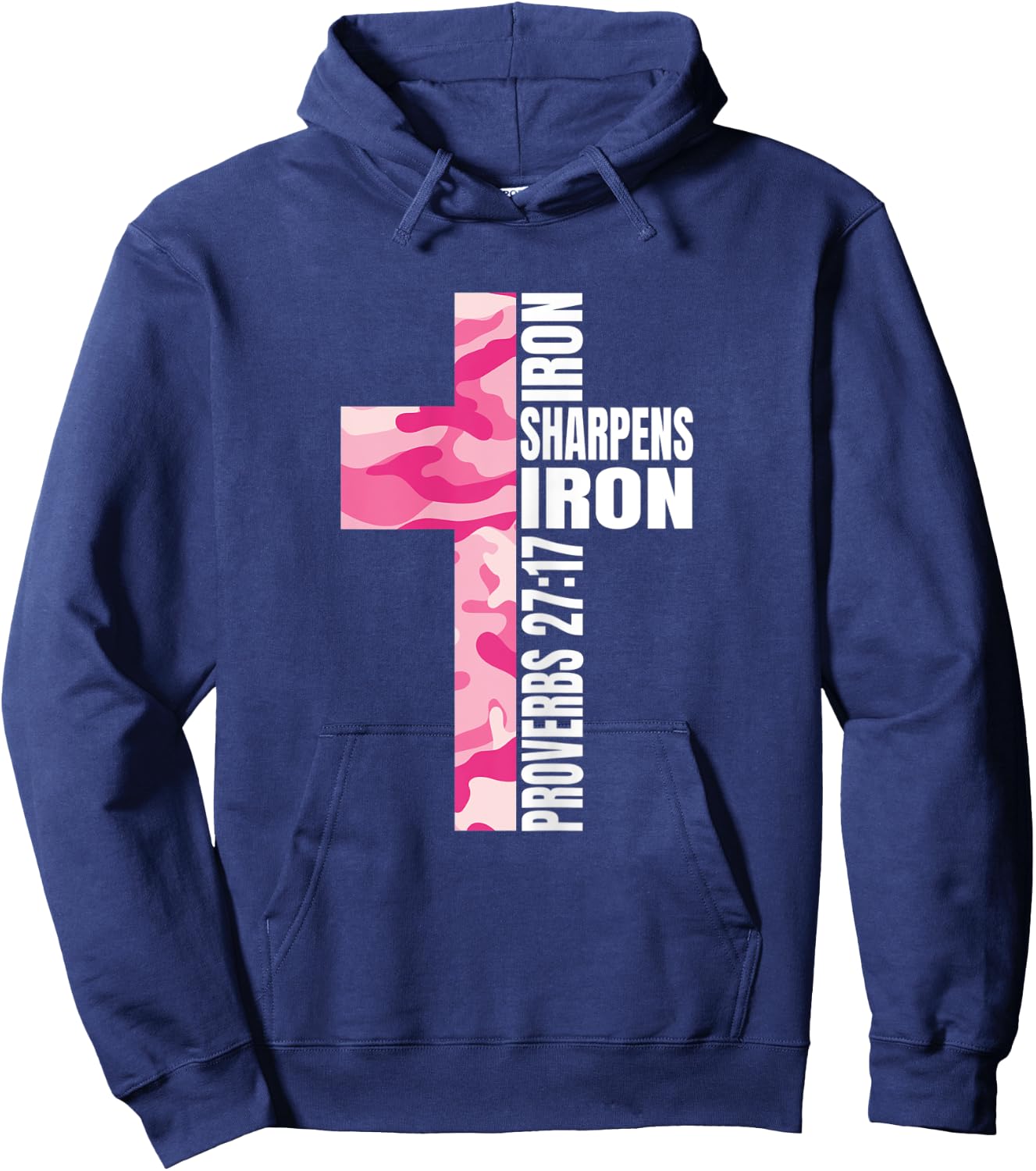 Pink Camo Cross Christian Best Friend Bible Verse Graphic Hoodie - Hoodie | Navy