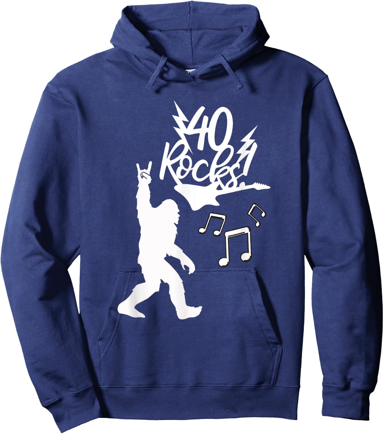 Rockin' Bigfoot 40th Birthday 40 Rock Hand Rock Music Fans Hoodie - Hoodie | Navy