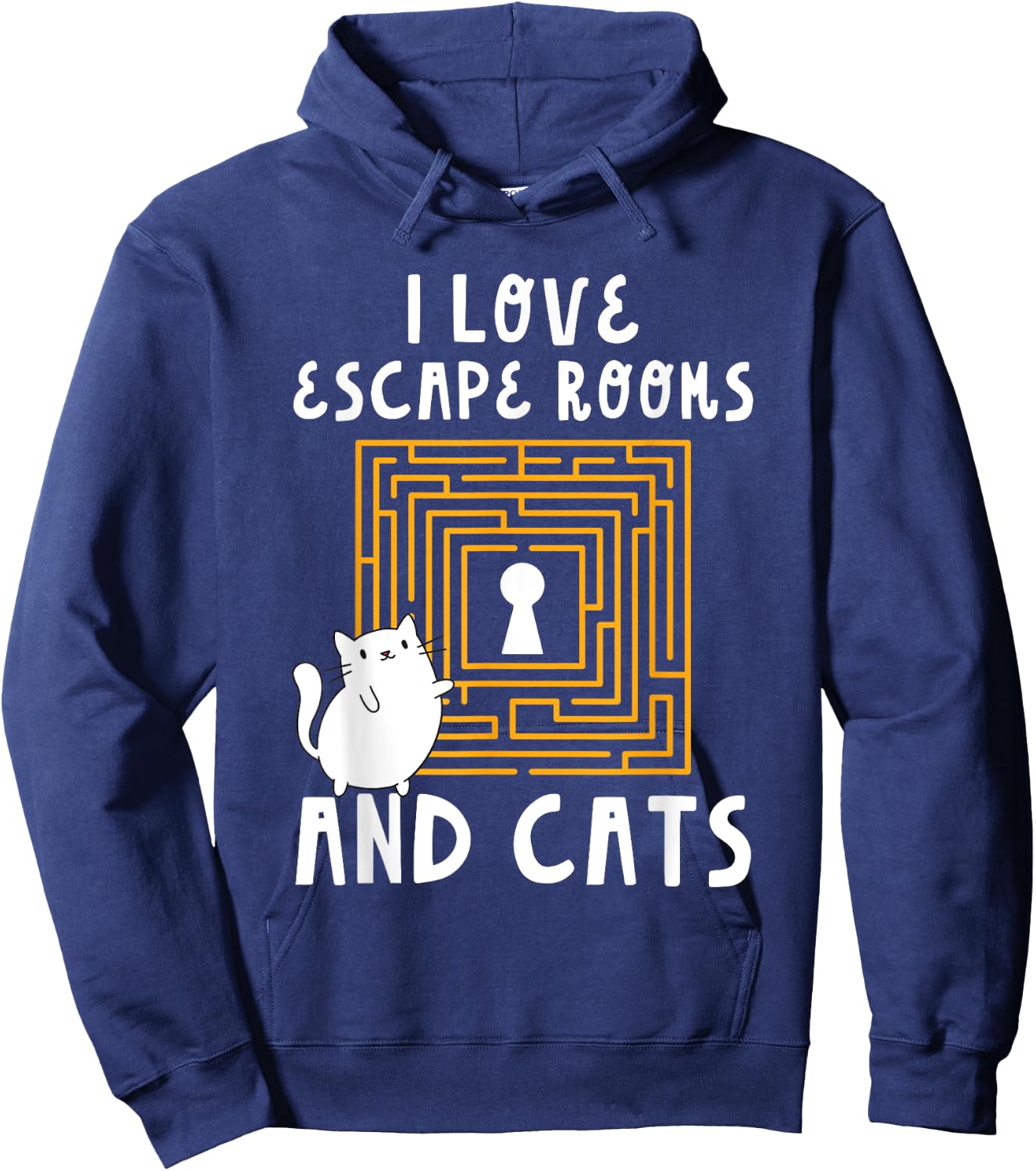 Cute I Love Escape Rooms And Cats Puzzle Game Mystery Hoodie - Hoodie | Navy