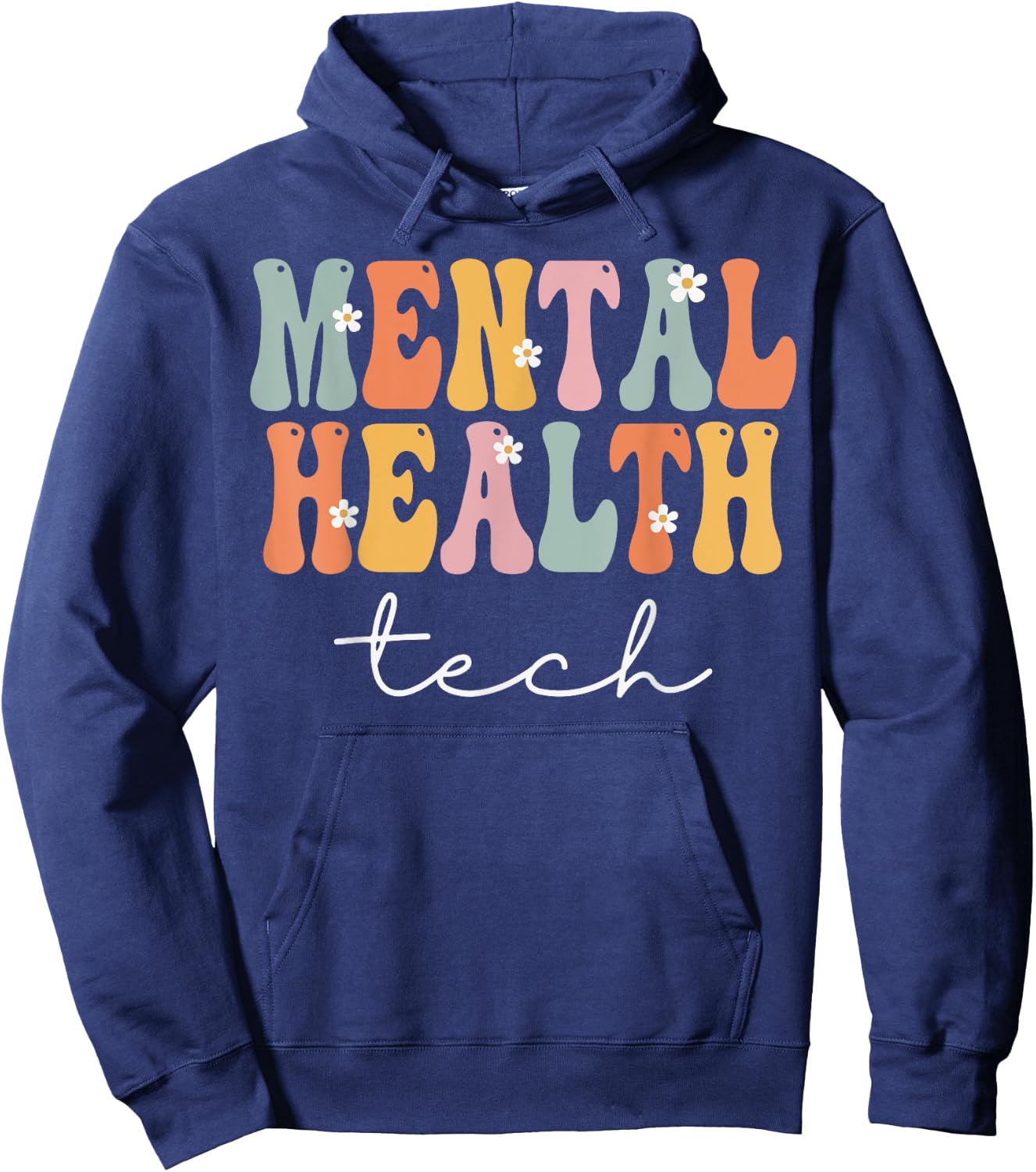 Mental Health Tech Week Groovy Appreciation Day Hoodie - Hoodie | Navy