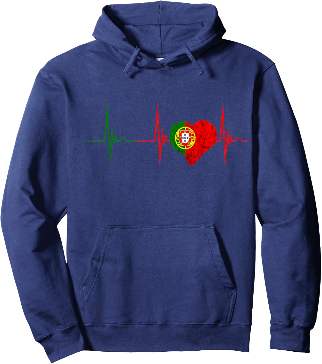 Heartbeat EKG Pulse Portugal Portugal Flag Portuguese Pride Hoodie - Hoodie | Navy