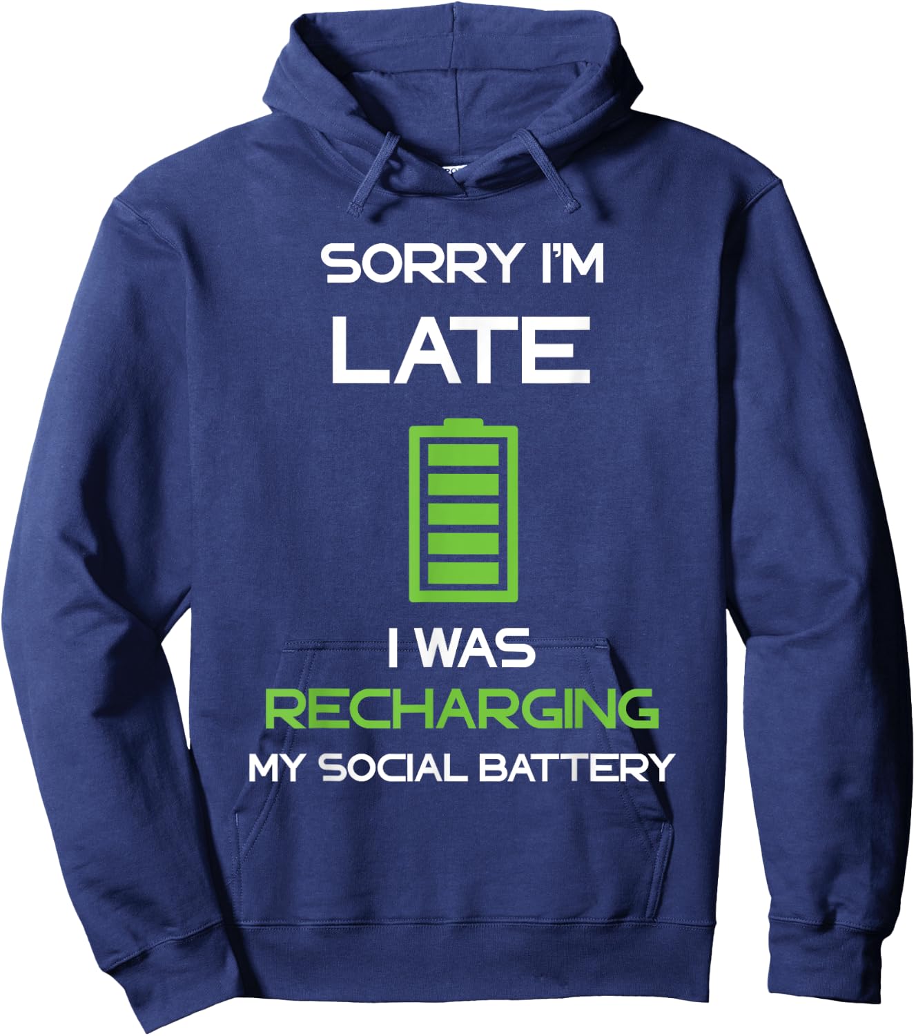 Social Battery Recharging Introverted Anti Social Sarcastic Hoodie - Hoodie | Navy