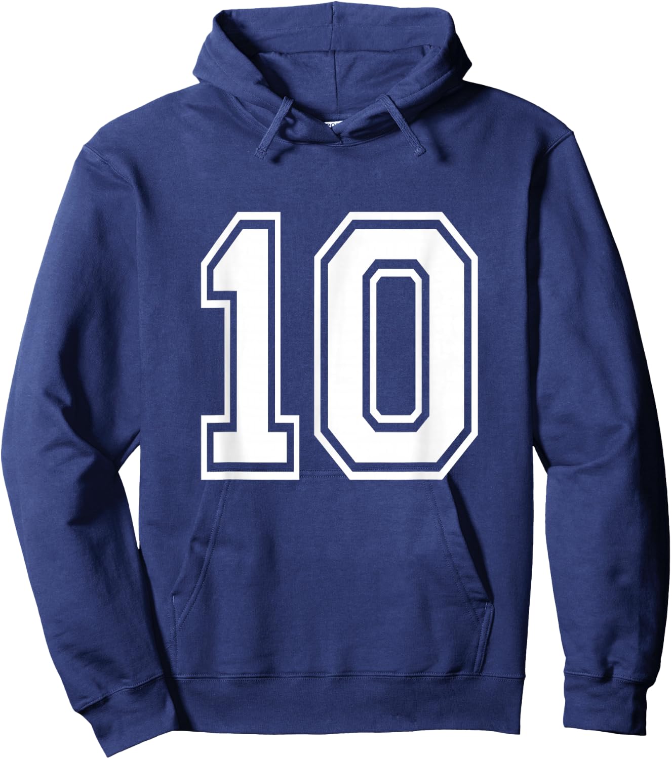 Number 10 Front + Back Varsity Sports Team 10th Birthday Hoodie - Hoodie | Navy