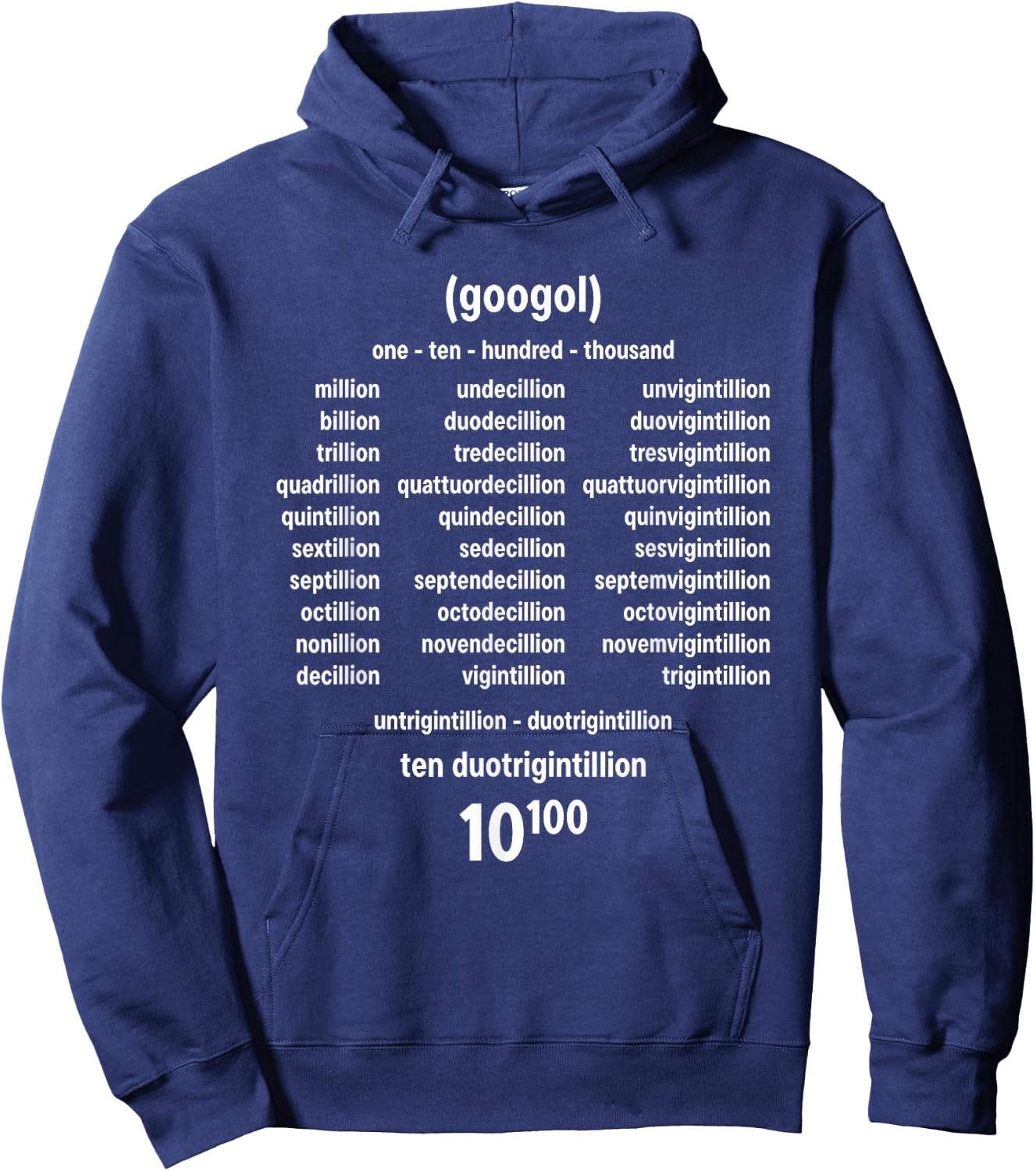 Googol One Hundred Zeroes Mathematics Large Numbers Funny Hoodie - Hoodie | Navy