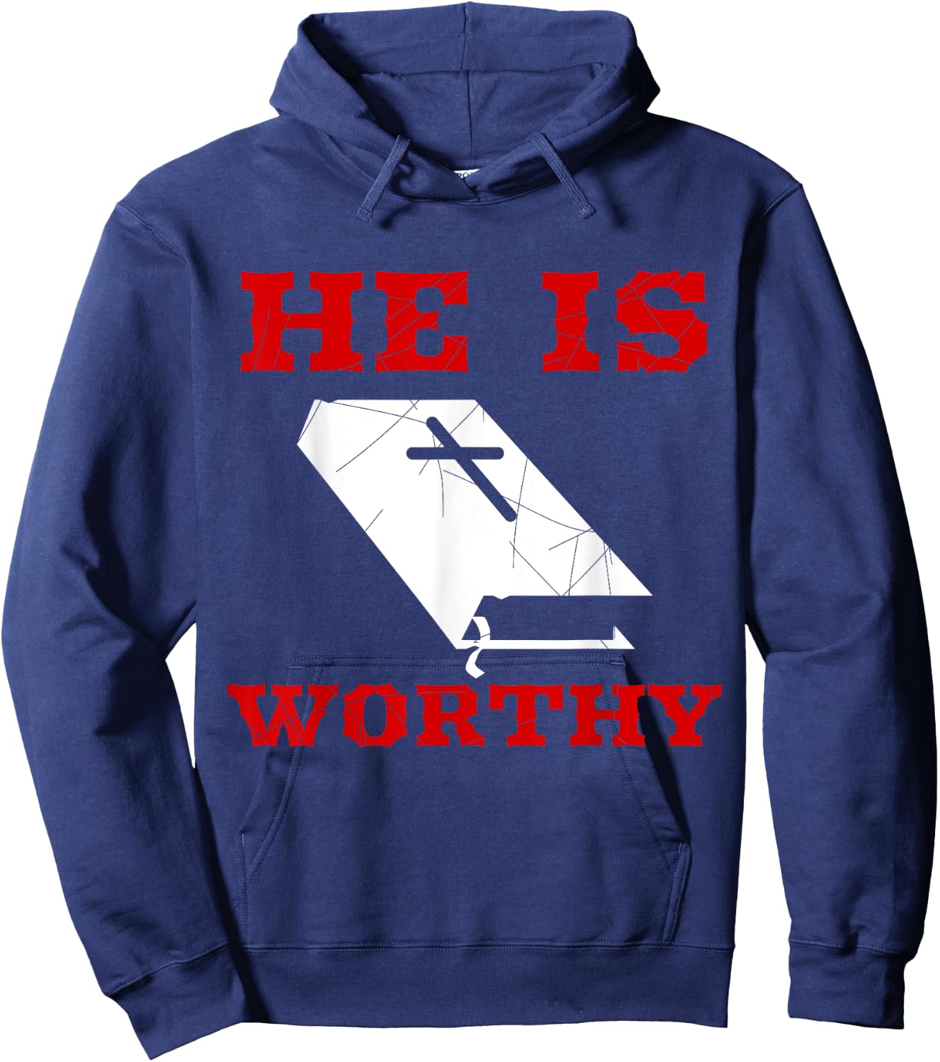 Christian Church Bible Scripture He is Worthy Hoodie - Hoodie | Navy
