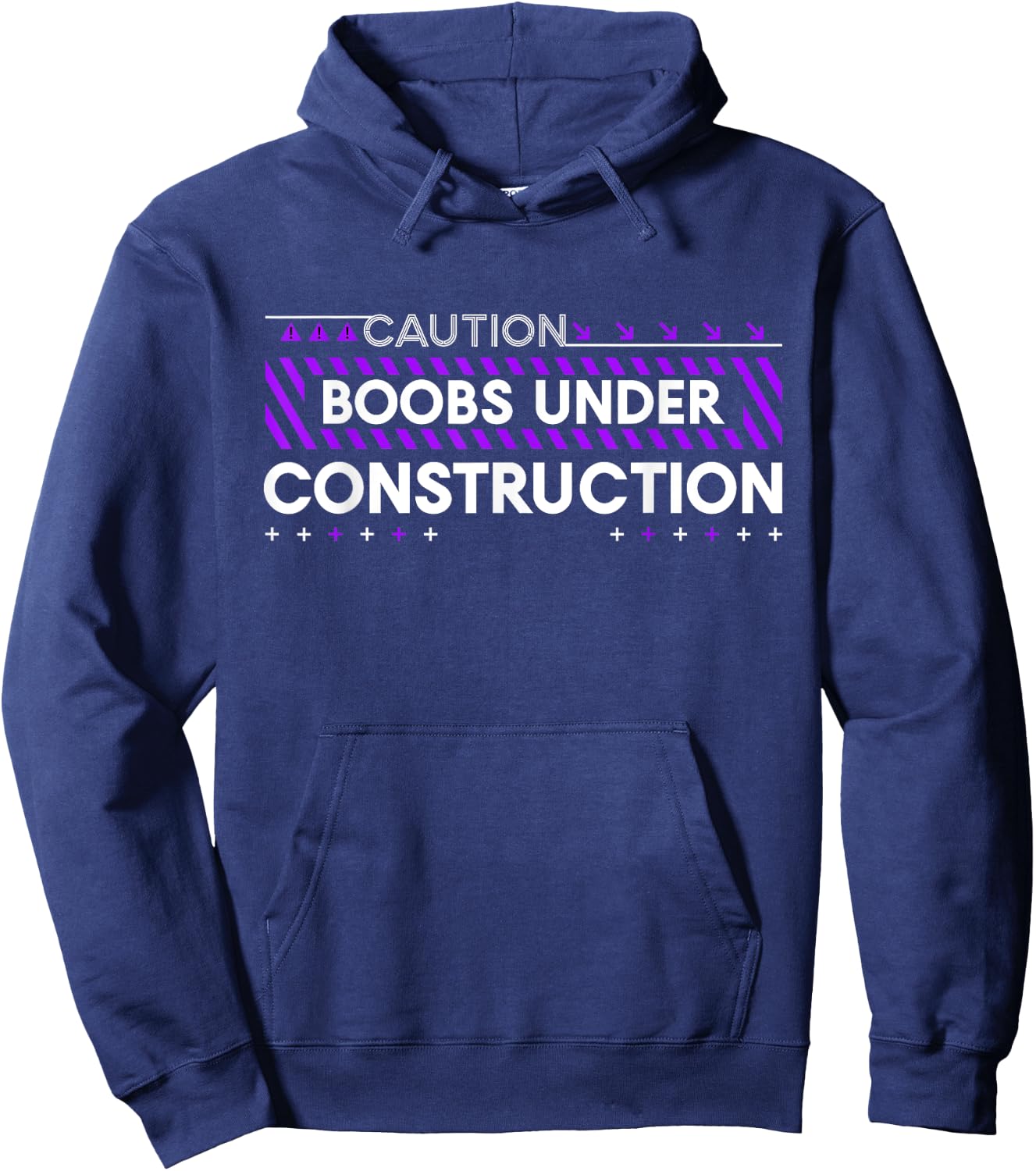 Boobs Under Construction Mastectomy Breast Cancer Awareness Hoodie - Hoodie | Navy