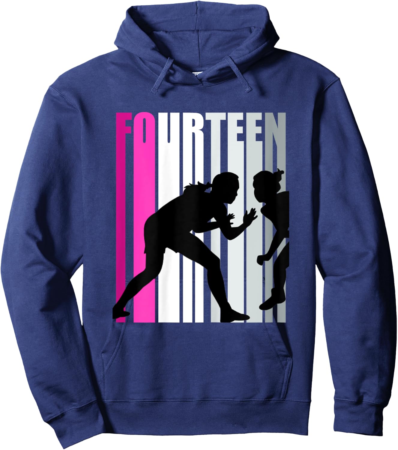 Girls Wrestling 14th Birthday Wrestler Queen Sports Teen Hoodie - Hoodie | Navy