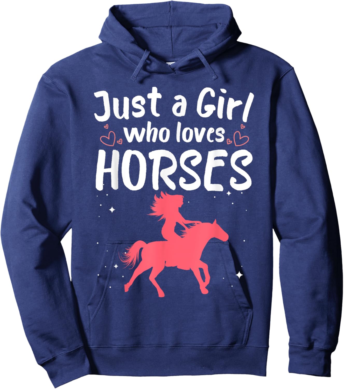 Cute Horse Design Girls Horse Riding Equestrian Hoodie - Hoodie | Navy