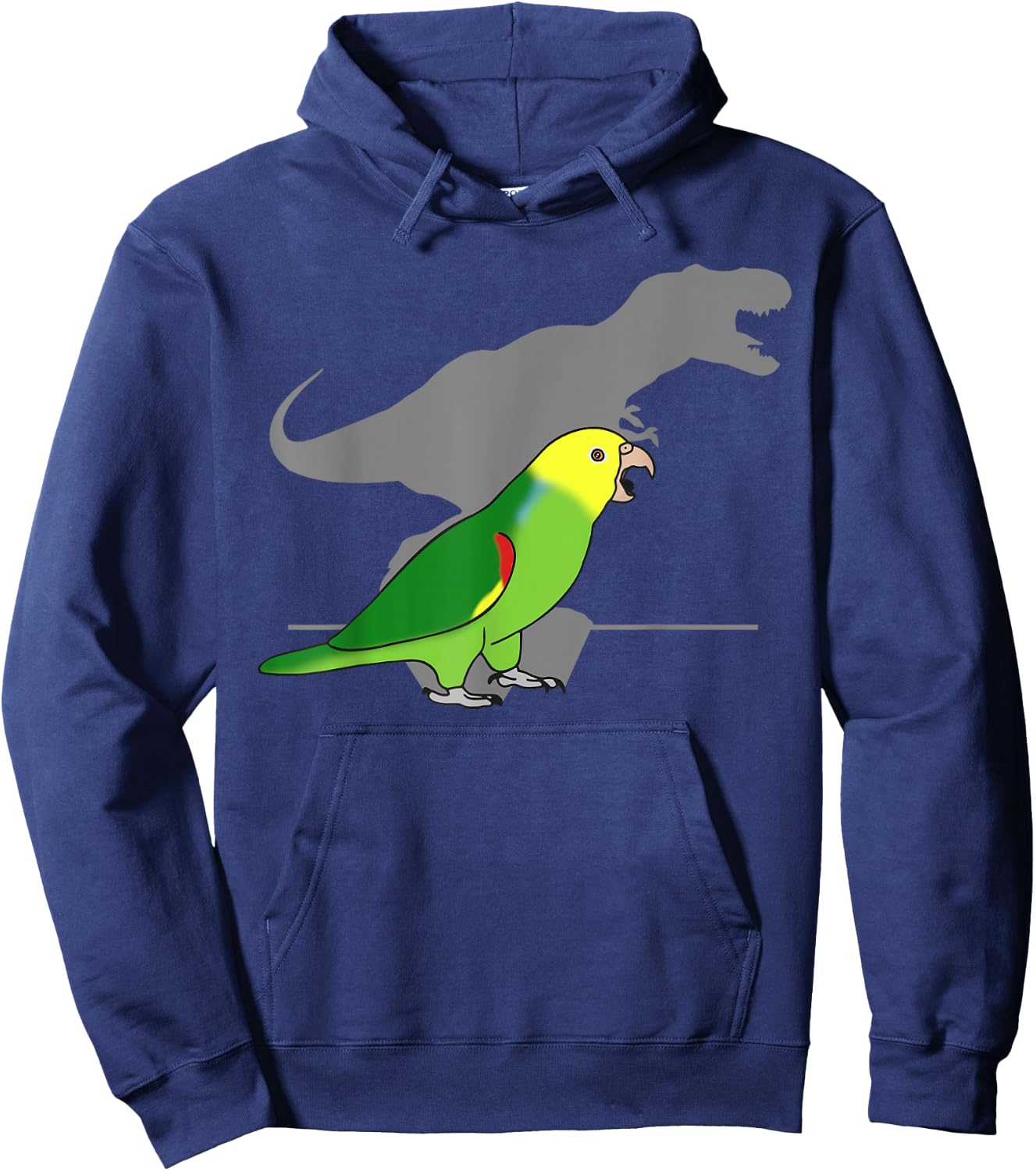 Double Yellow Headed Amazon T-rex Birb Memes Dinosaur Parrot Hoodie - Hoodie | Navy