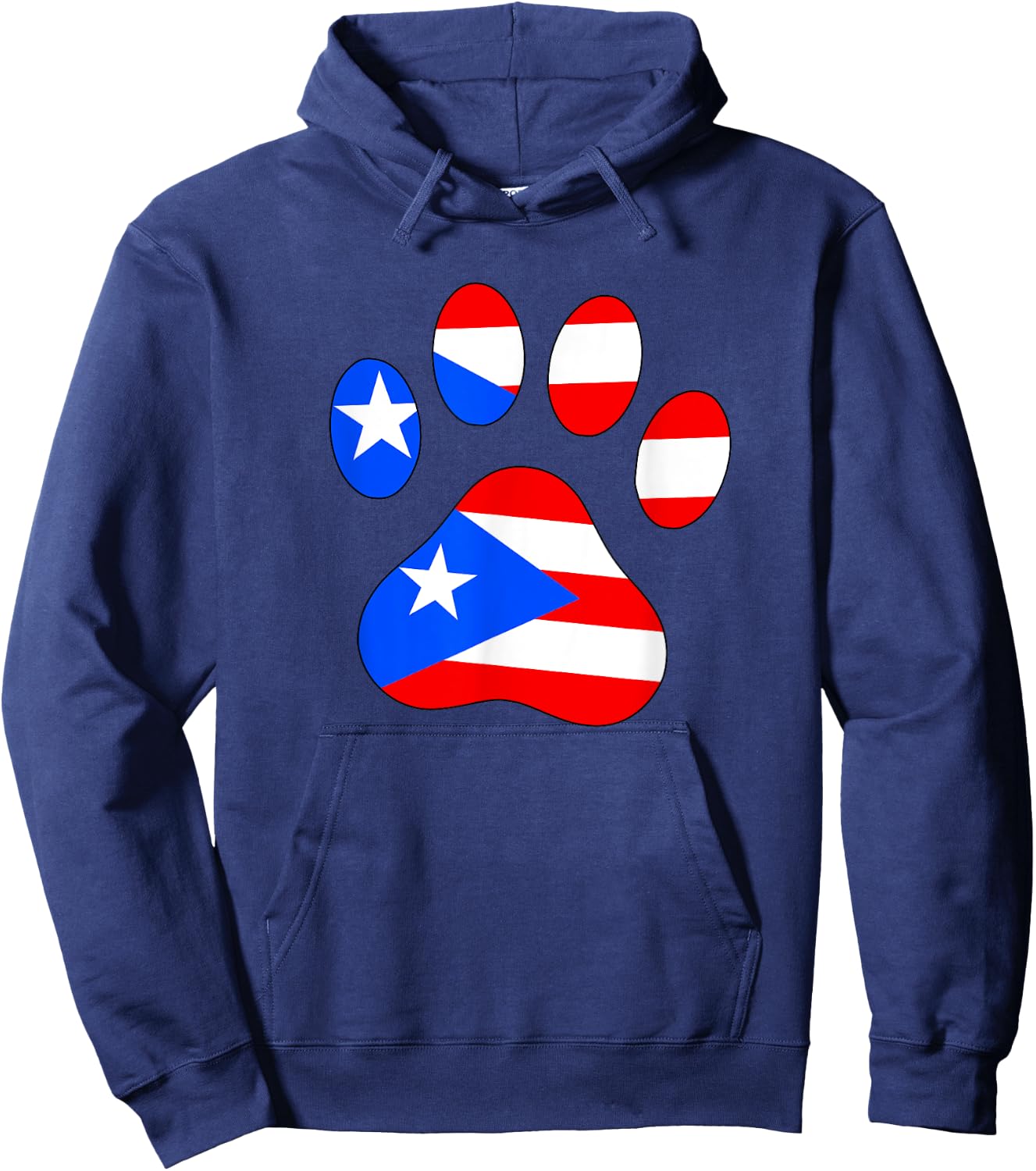 Funny Dog Paw Puerto Rico PR Flag Puerto Rican Boricua Puppy Hoodie - Hoodie | Navy