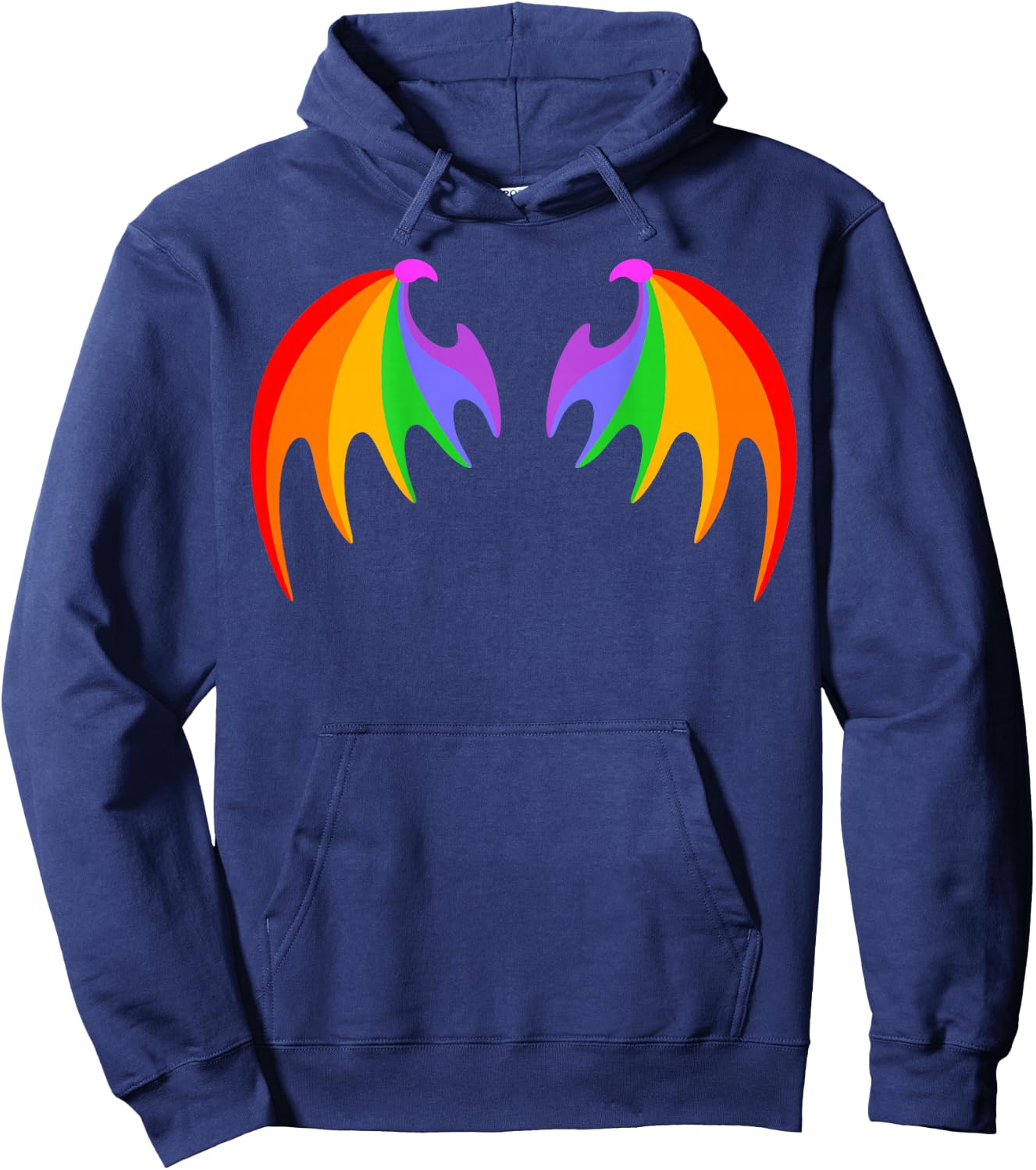BACK PRINT Rainbow Dragon Bat Wings Cute Pride Party Magic Hoodie - Hoodie | Navy