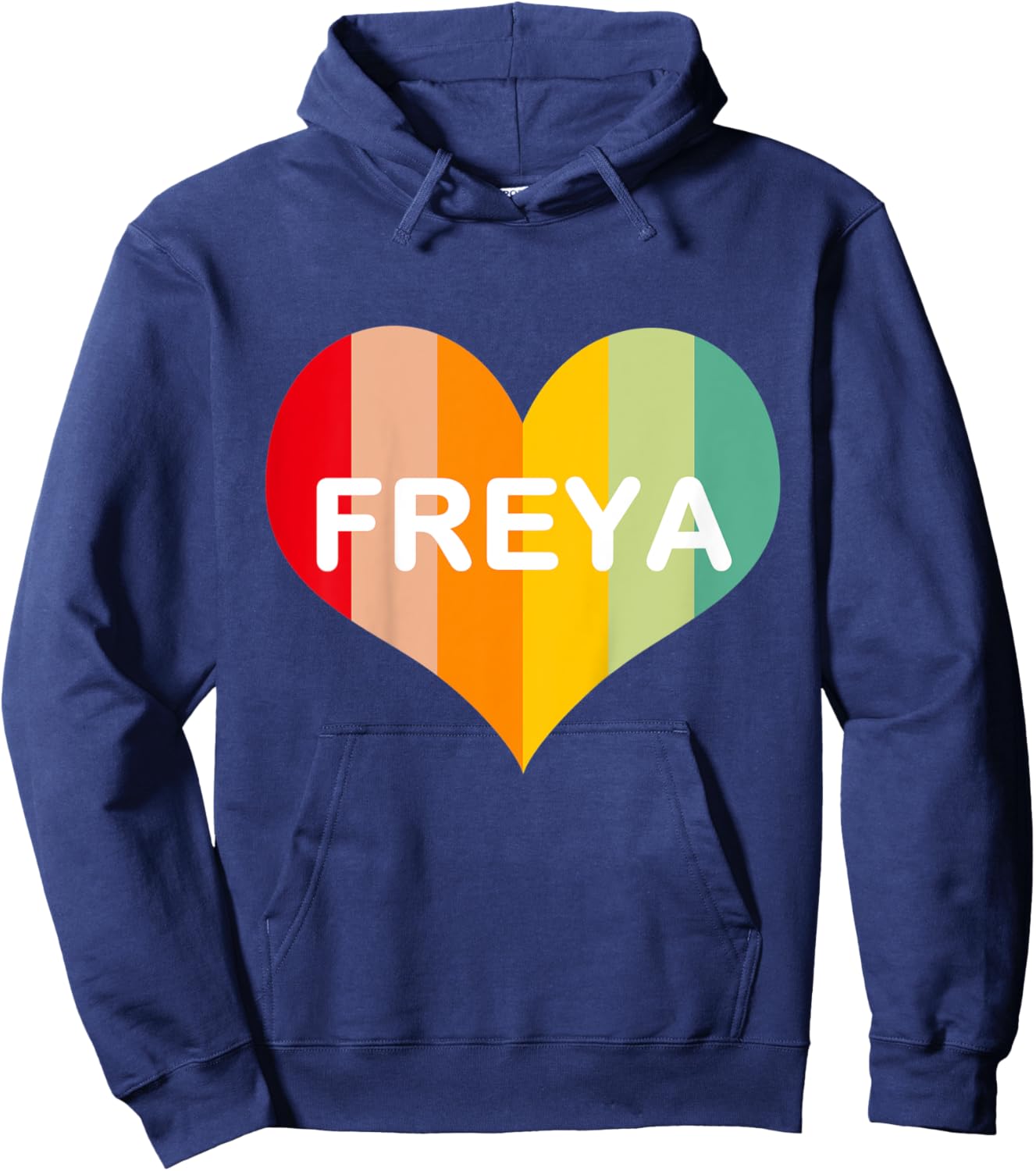 Kids Girls Freya Name Heart | Retro Vintage Hoodie - Hoodie | Navy