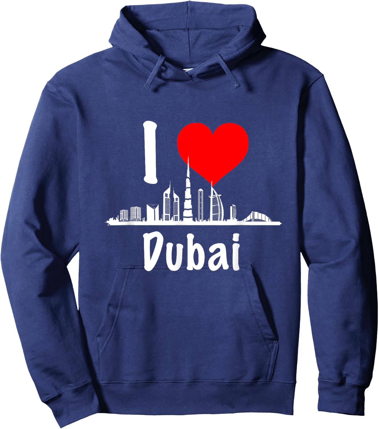 I Love Dubai UAE United Arab Emirates Skyscrapers Heart Hoodie - Hoodie | Navy