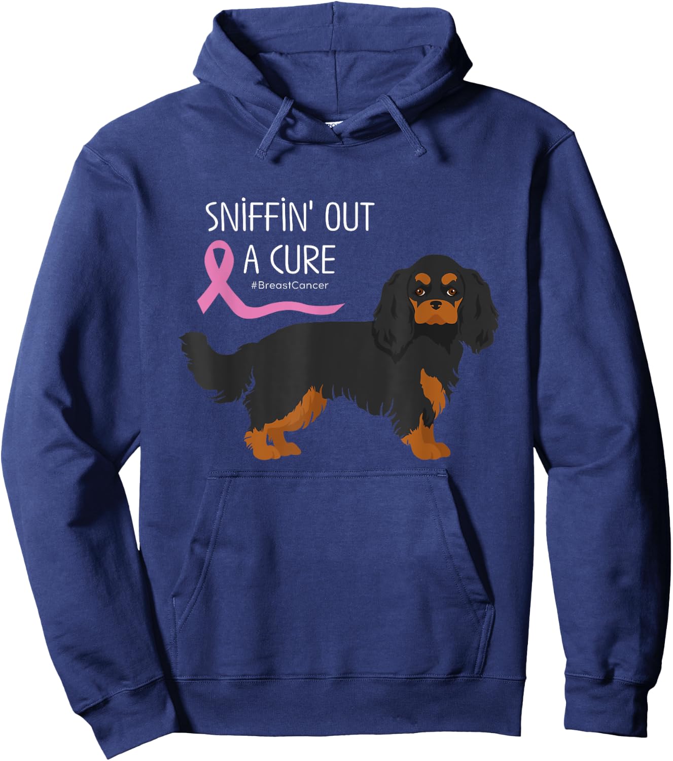 Cavalier King Charles Spaniel Lover Breast Cancer Awareness Hoodie - Hoodie | Navy