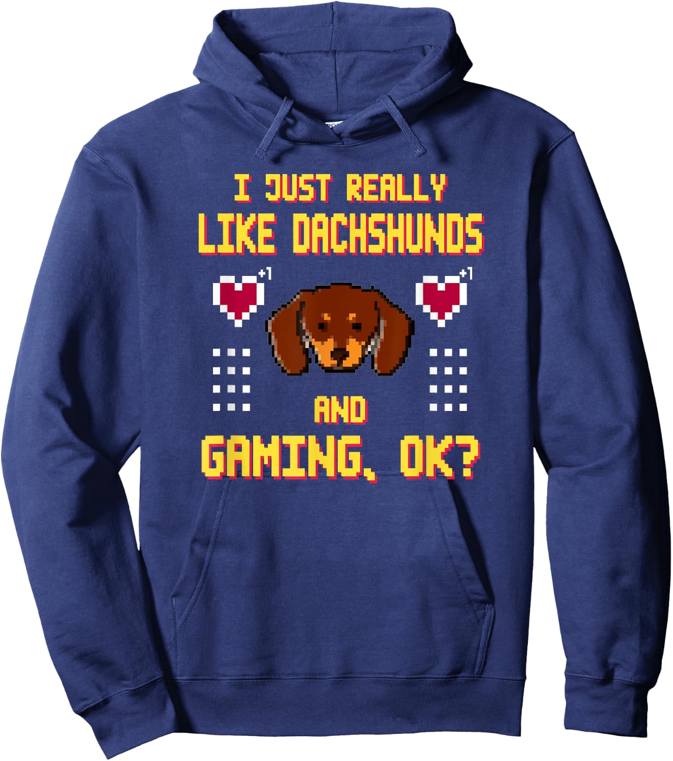 Gamer Dachshund Funny Dog Video Games Funny Gaming Men Women Hoodie - Hoodie | Navy