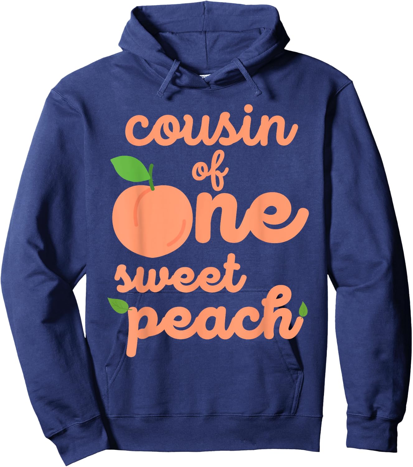 Cousin First Birthday One Sweet Peach Bday Family Matching Hoodie - Hoodie | Navy