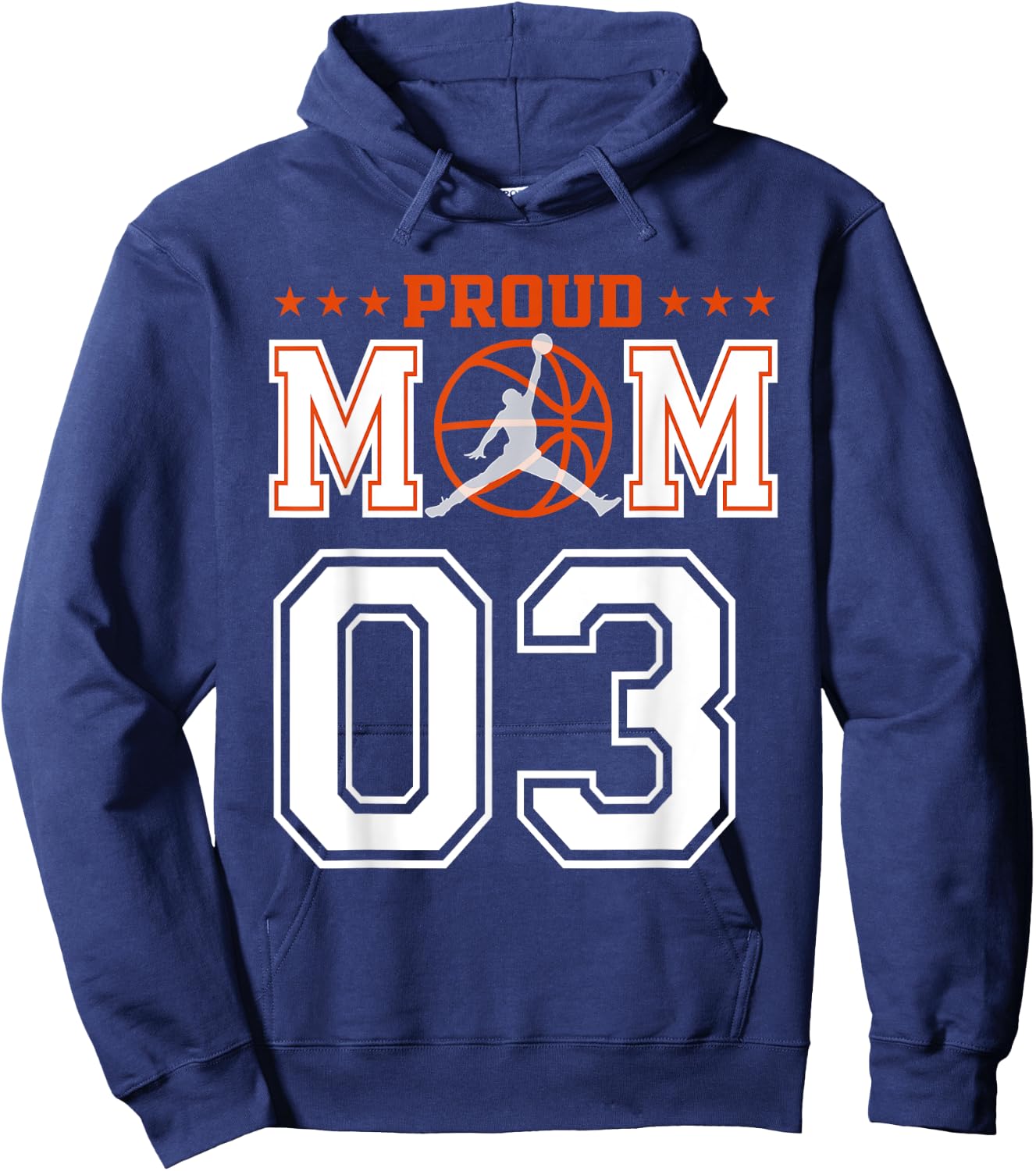 Custom Number 03 Proud Basketball Mom Personalized Sport Lov Hoodie - Hoodie | Navy