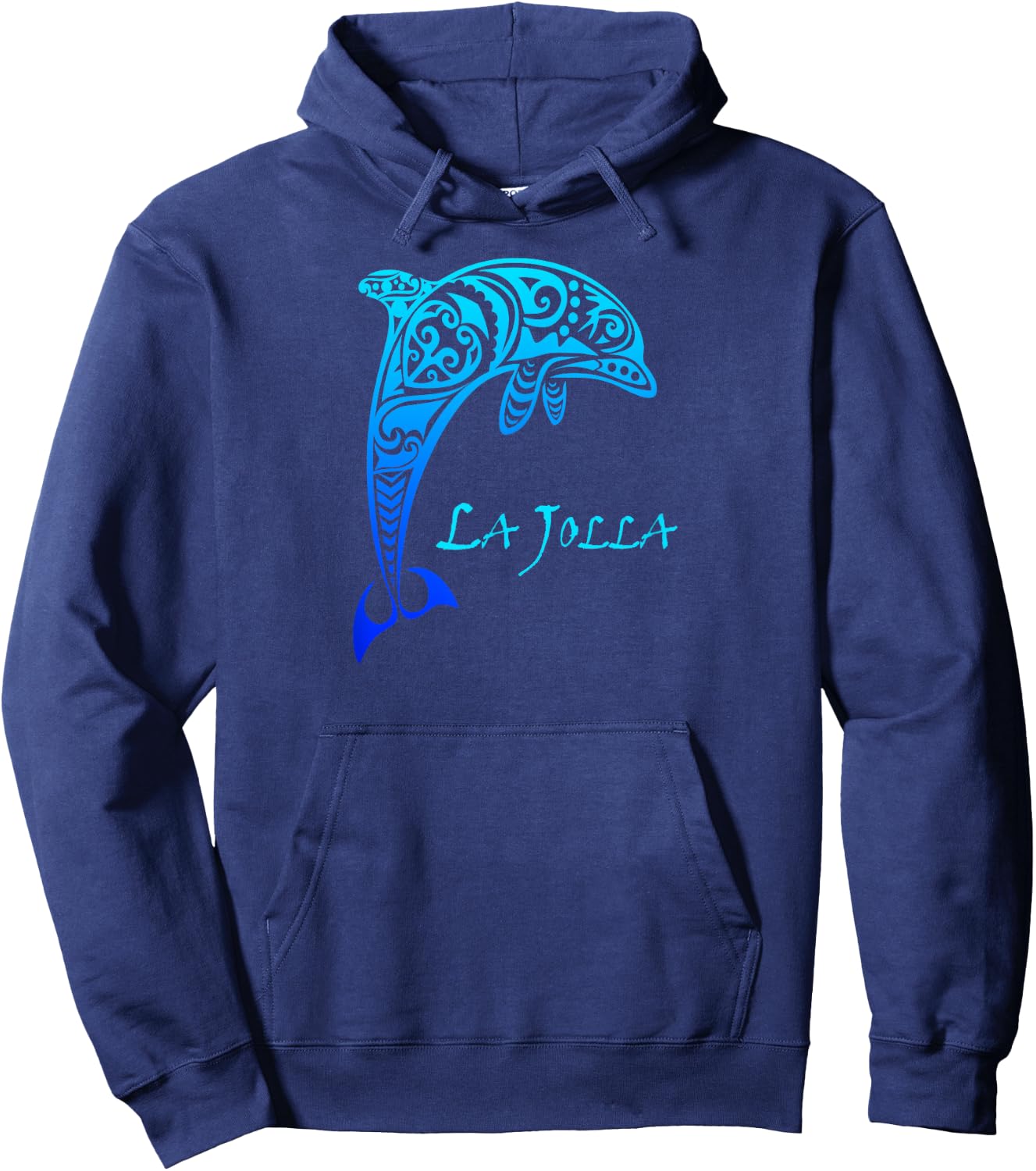 La Jolla, California Vintage Vacation Retro Tribal Dolphin Hoodie - Hoodie | Navy