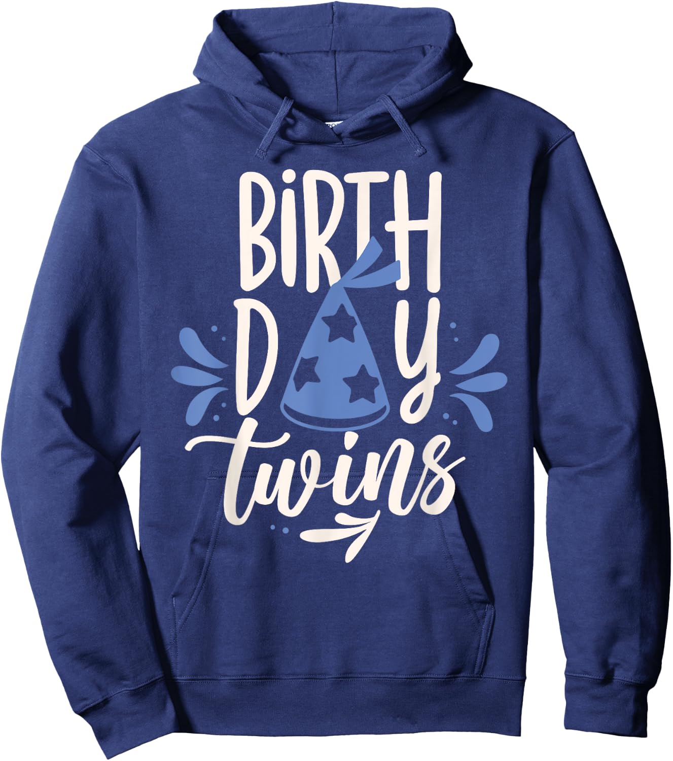 Birthday Twin Identical Twins Boy Girl -Adults Twin-themed Birthday Black Small Crew Collar Modern Short Sleeve Hoodie - Hoodie | Navy