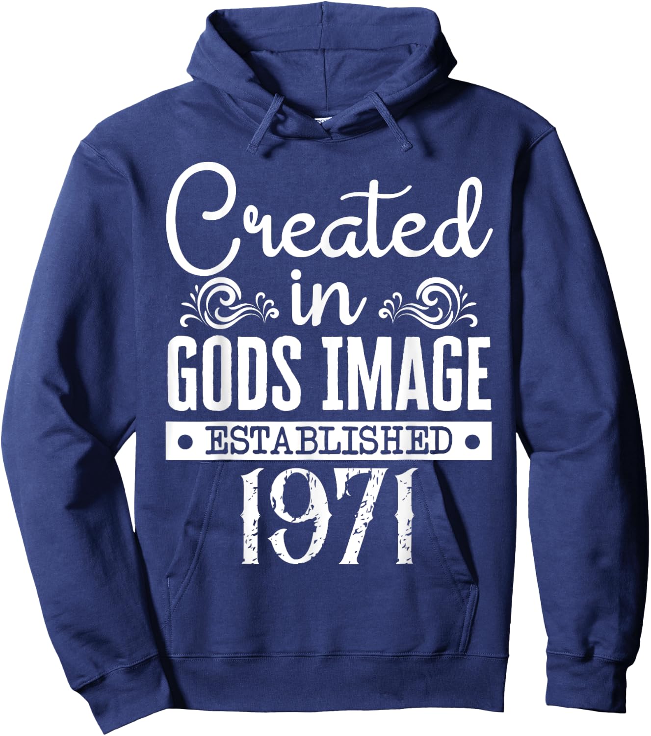 Created In Gods Image Established 1971 Religious Christian Hoodie - Hoodie | Navy