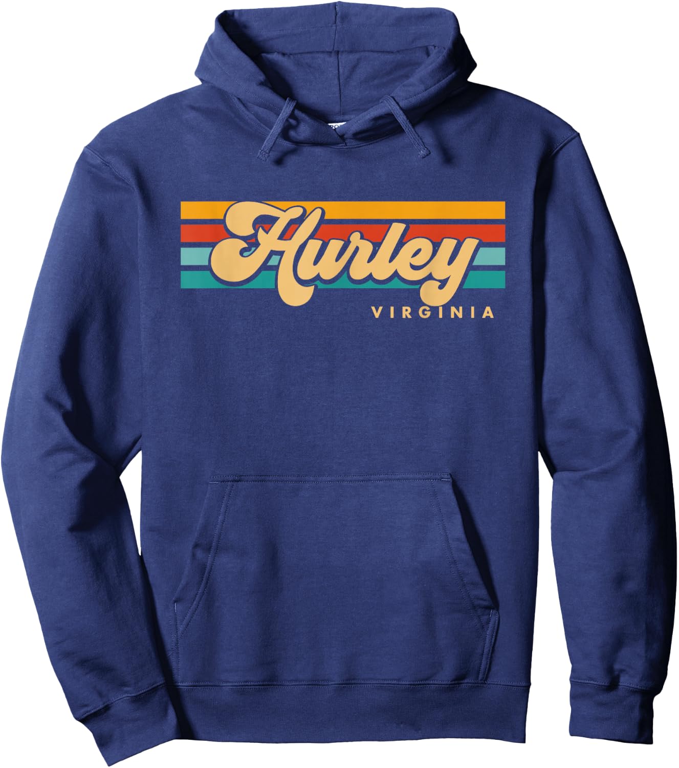 Vintage Sunset Stripes Hurley, Virginia Hoodie - Hoodie | Navy