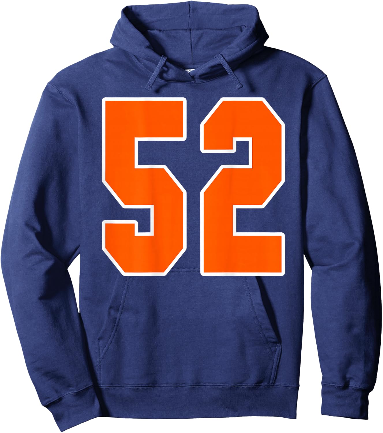 Back Print Orange Sports Block Number 52 For Sports Team Hoodie - Hoodie | Navy