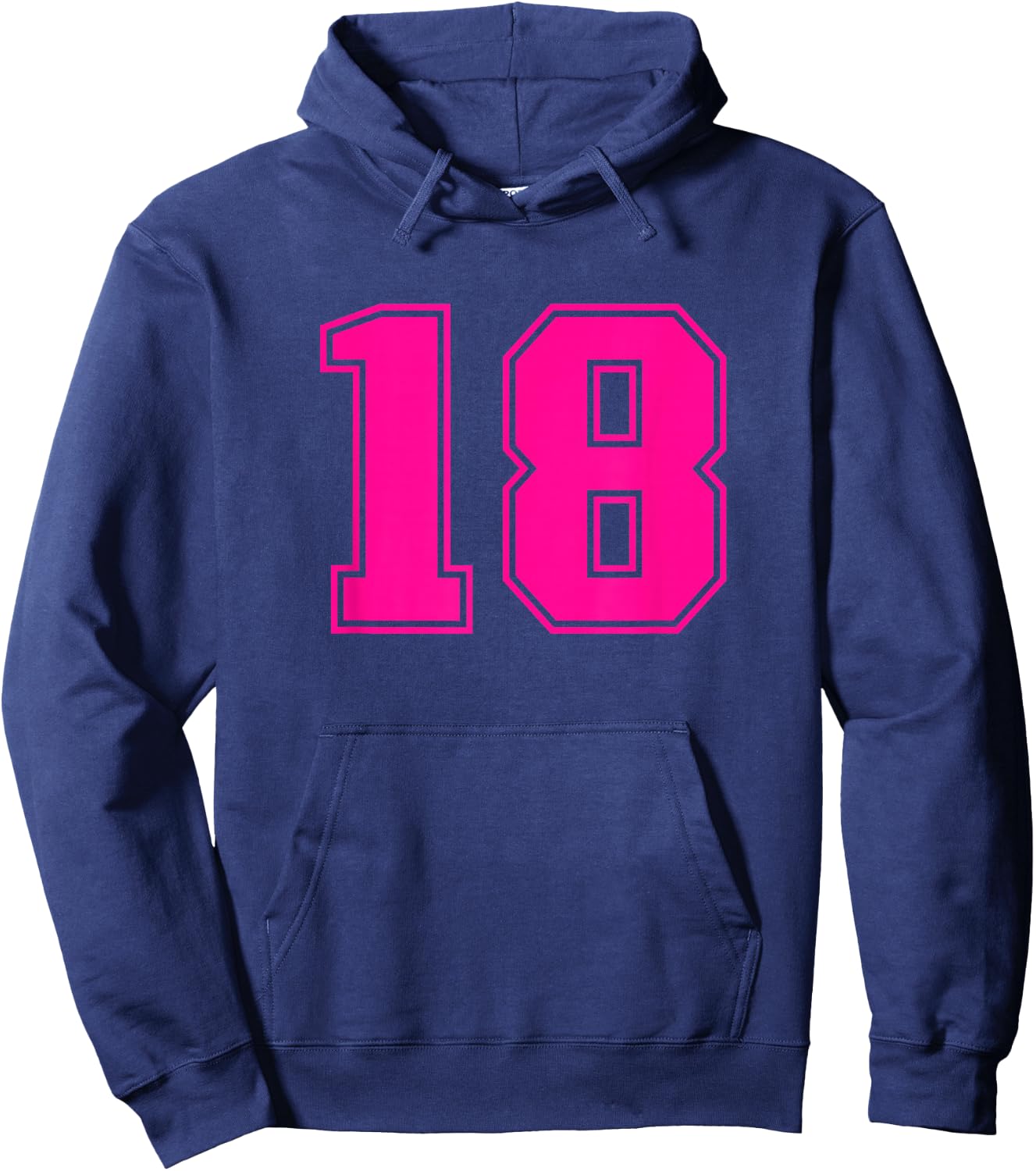 Pink Sports Team Number #18 Hoodie - Hoodie | Navy