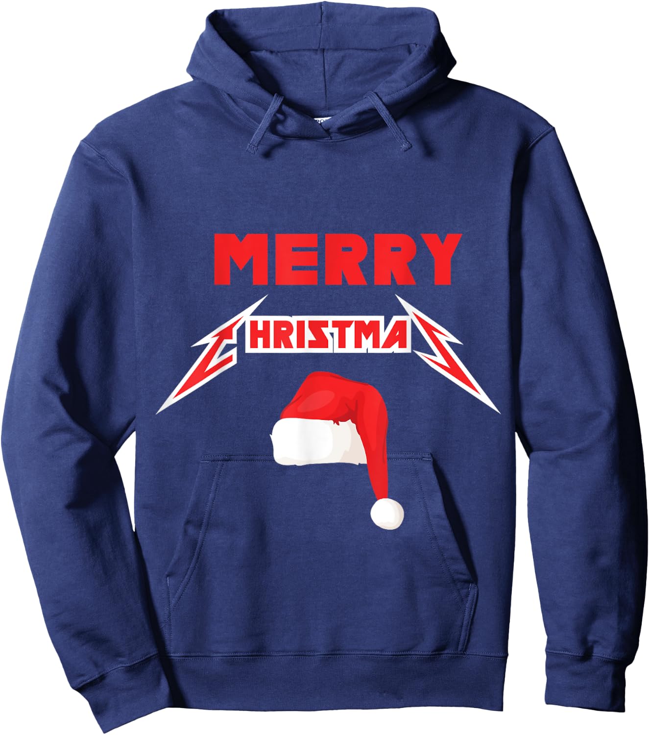 Rock 'n' Roll Merry Christmas Motif Hoodie - Hoodie | Navy