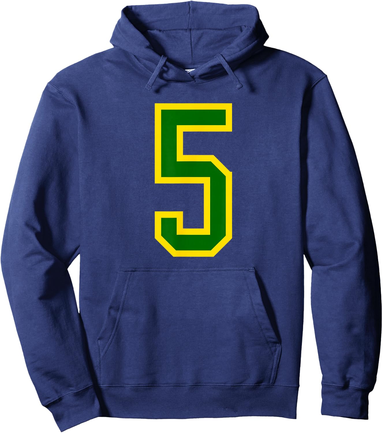 Green Yellow Sports Team Number #5 Hoodie - Hoodie | Navy