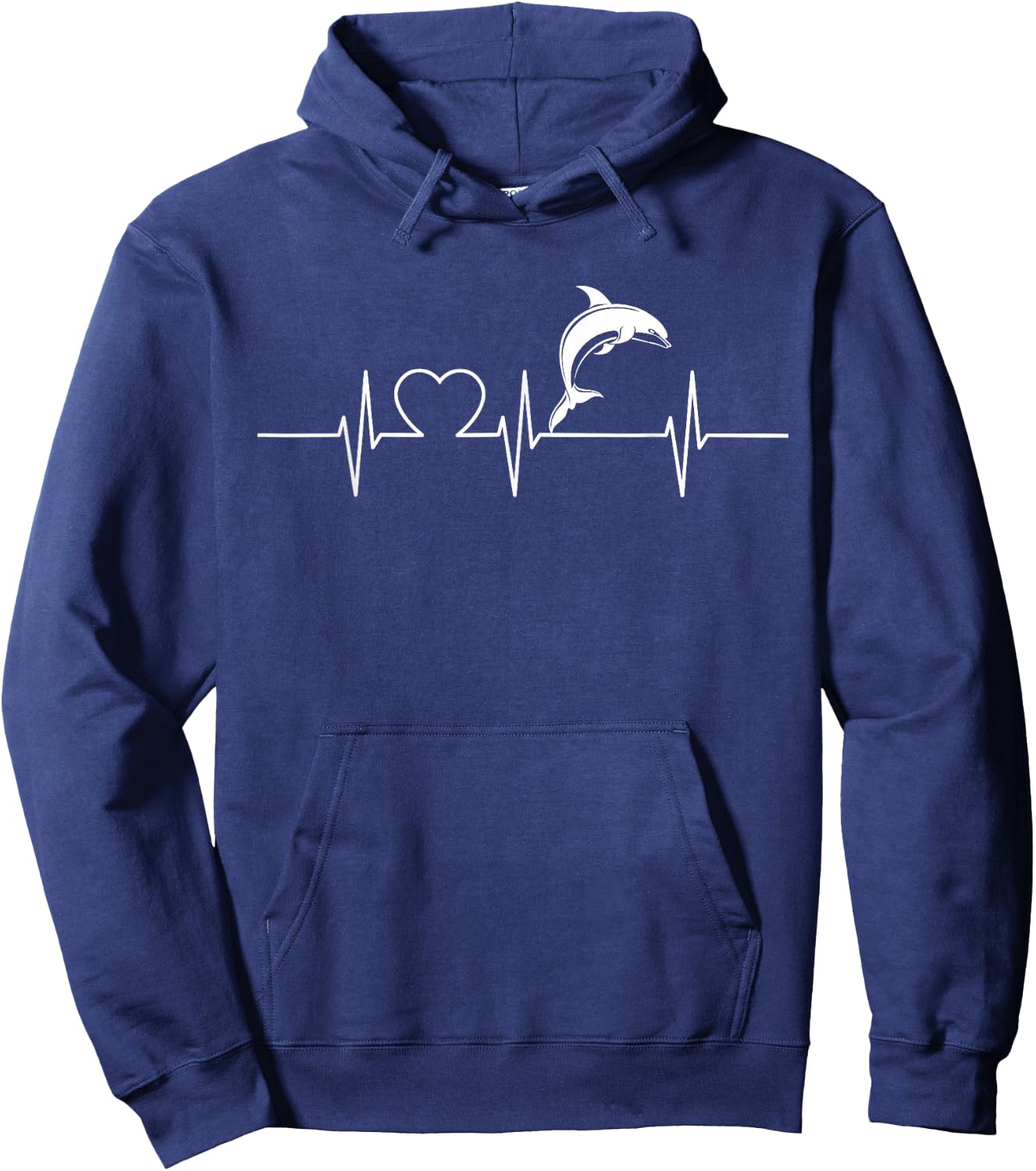 Cool Heartbeat Design with a Dolphin Hoodie - Hoodie | Navy