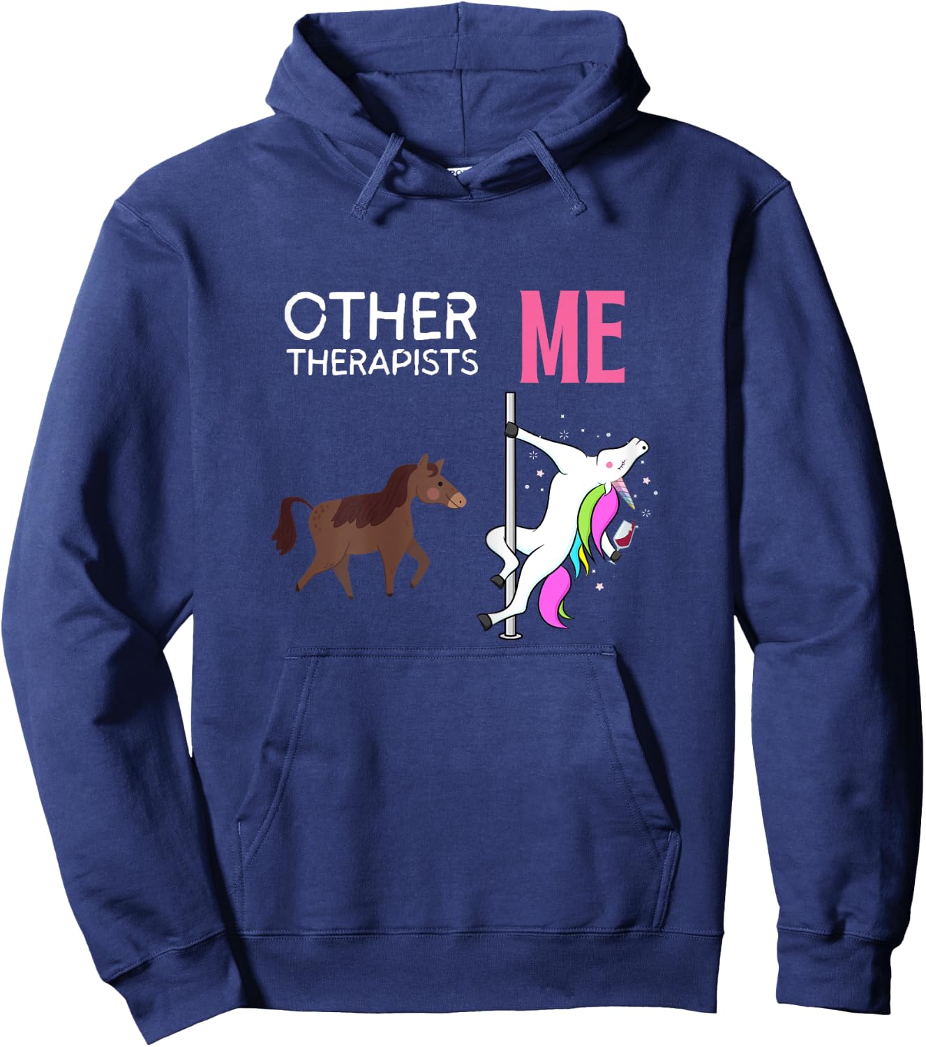 Other Therapists Me Unicorn Wine Lover Design Hoodie - Hoodie | Navy