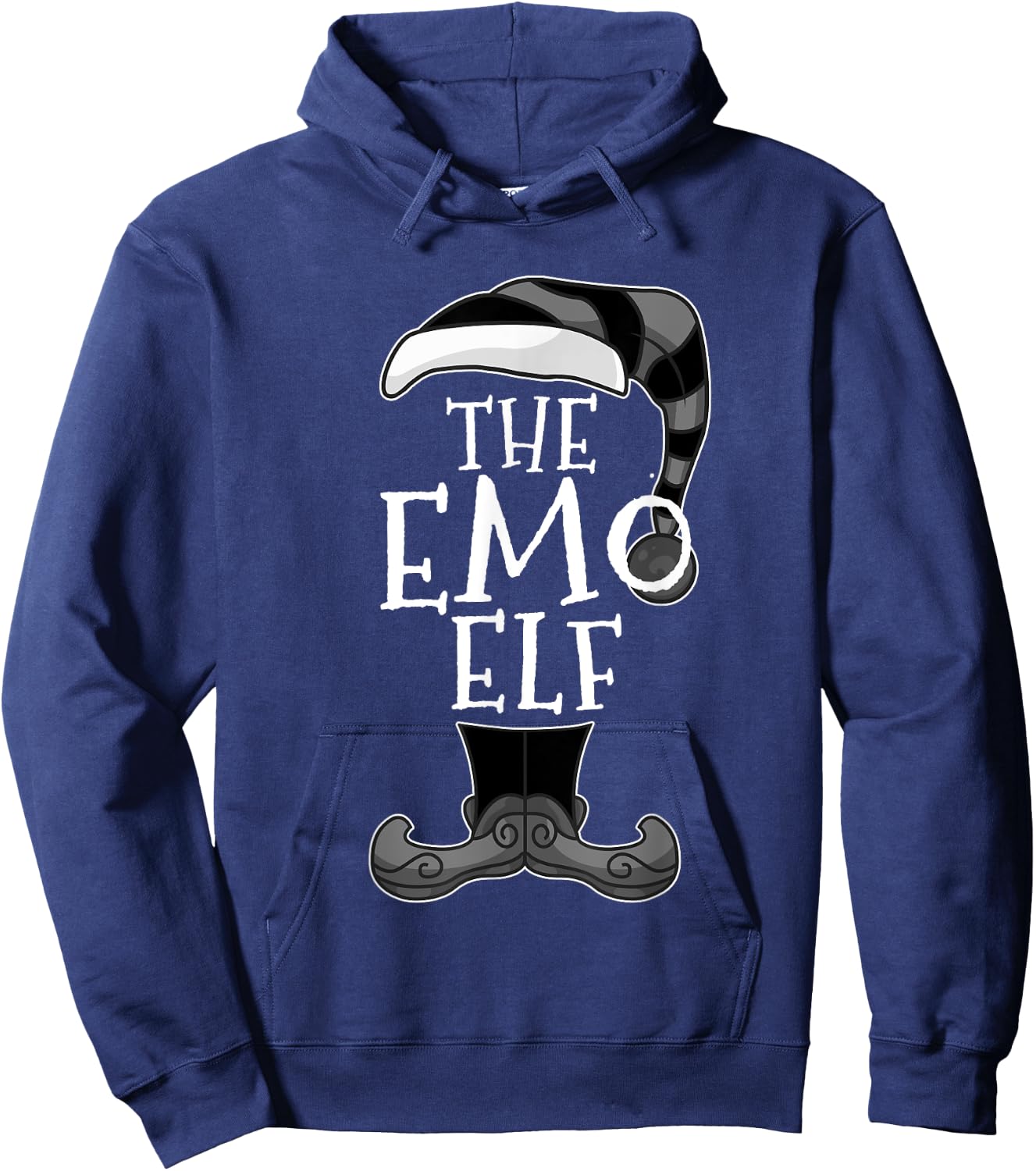 Emo Elf Matching Family Christmas Funny Hoodie - Hoodie | Navy