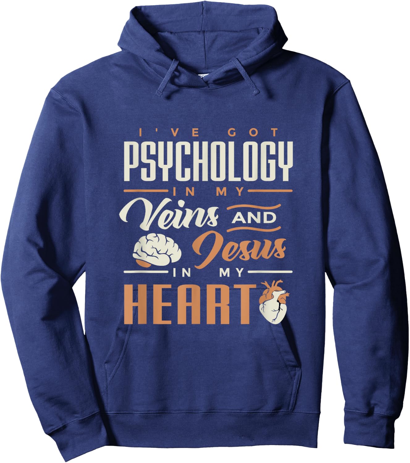 Psychology & Jesus In My Heart for psych students Hoodie - Hoodie | Navy