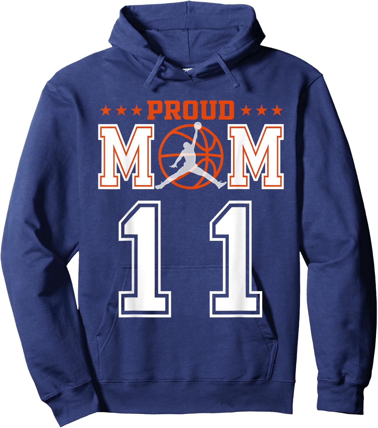 Custom Number 11 Proud Basketball Mom Personalized Sport Lov Hoodie - Hoodie | Navy