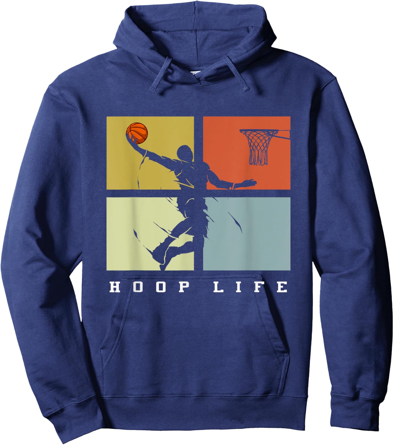 Basketball Hoop Life Player Retro Gift Men Boys Youth Hoodie - Hoodie | Navy