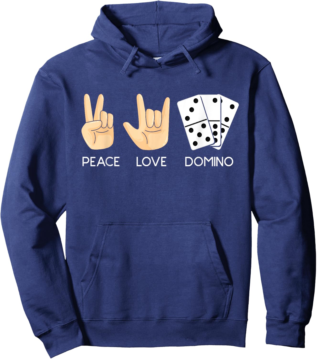 Peace Love Domino Hand Signs - Dominoes Lover Domino Player Hoodie - Hoodie | Navy