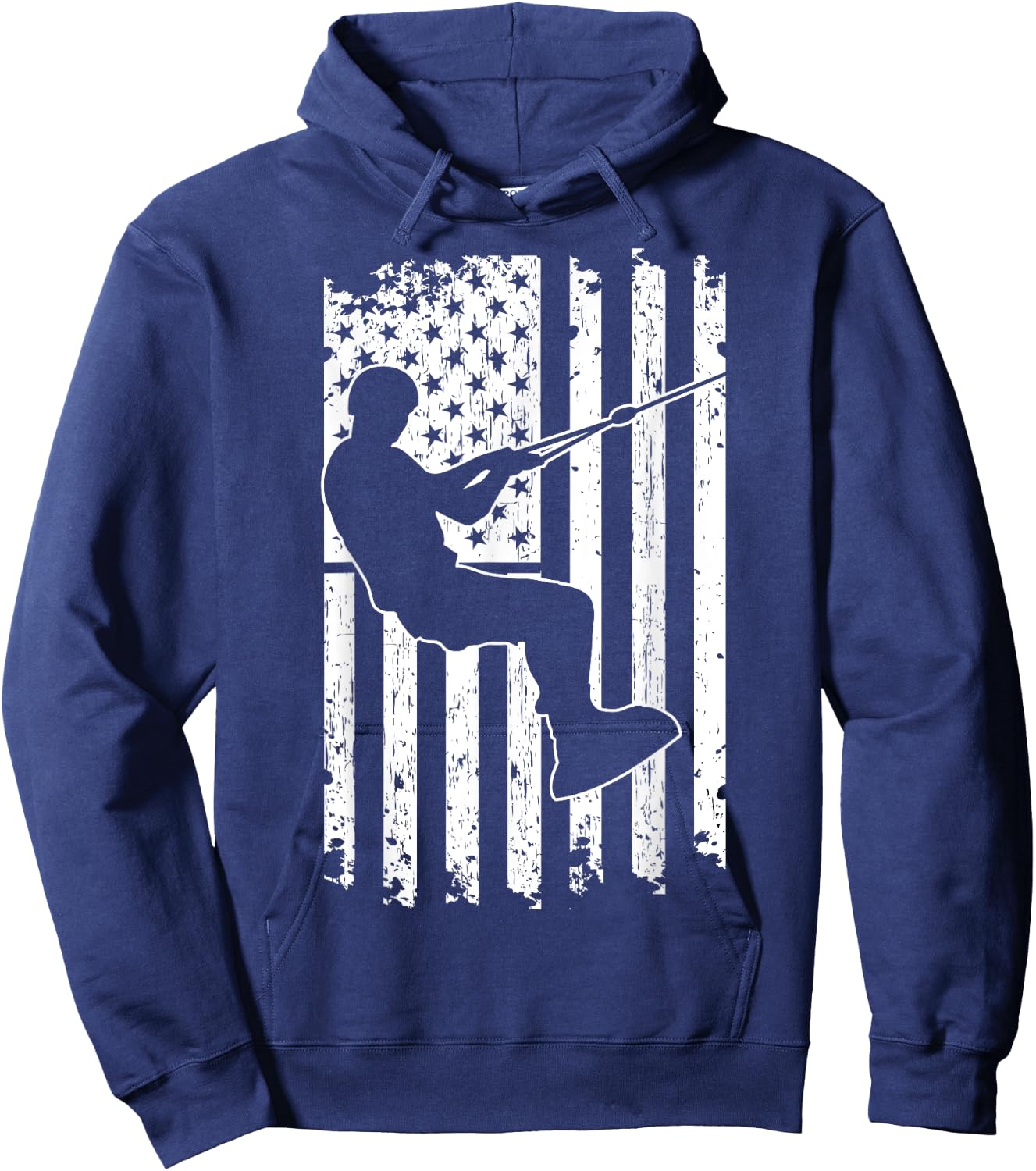 Wakeboarding Silhouette USA Flag Waterskiing Wakeboarder Kids Men Hoodie - Hoodie | Navy