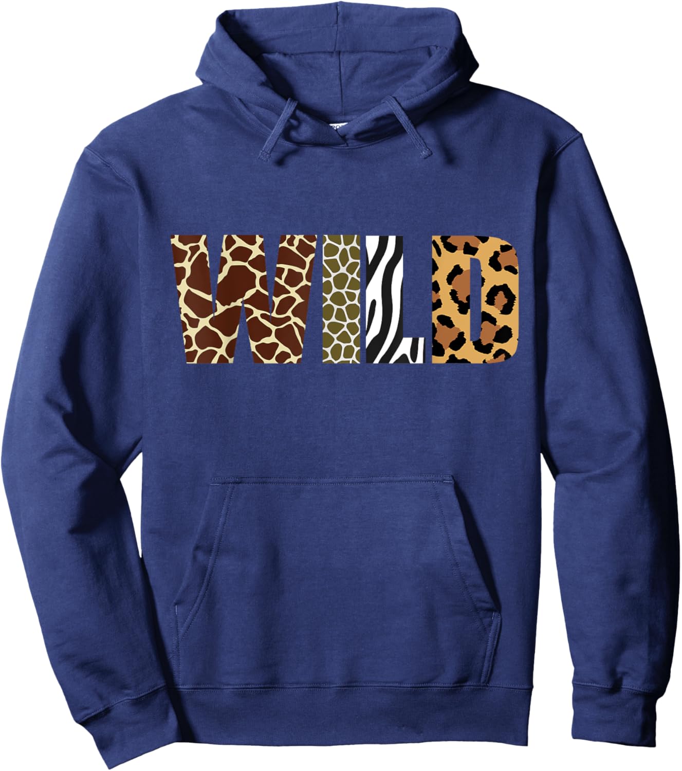 Wild Animal Pattern Giraffe tiger Leopard Animal Print Hoodie - Hoodie | Navy