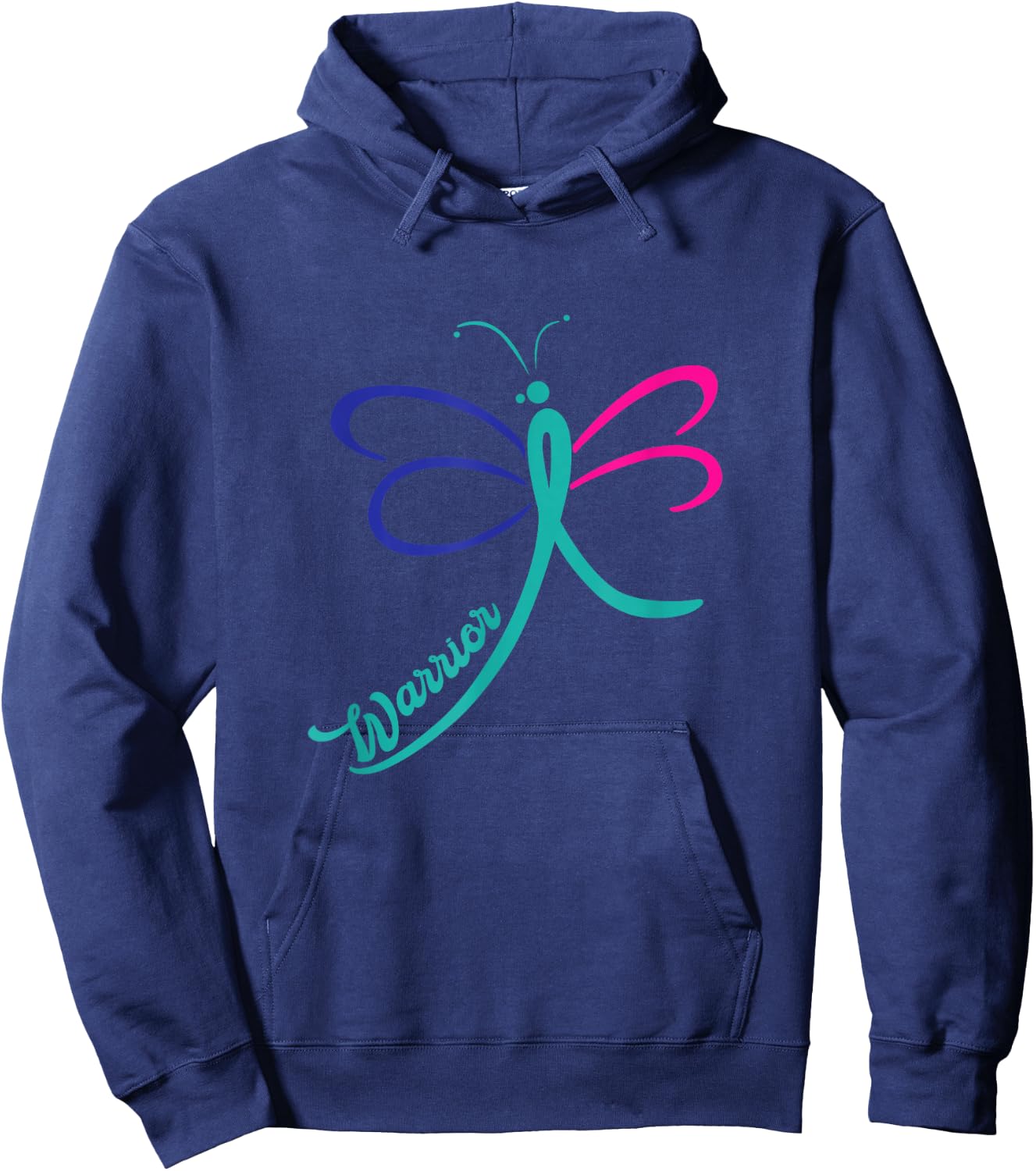 Warrior Thyroid Cancer Butterfly Band Awareness Hoodie - Hoodie | Navy