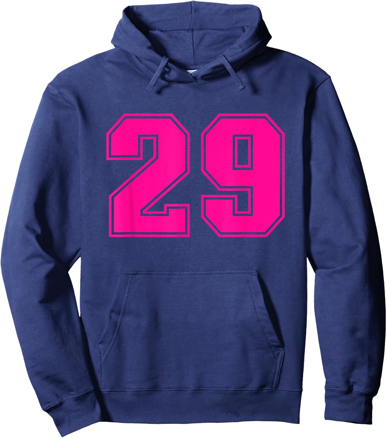 Number #29 Pink Sports Team Varsity Number Hoodie - Hoodie | Navy