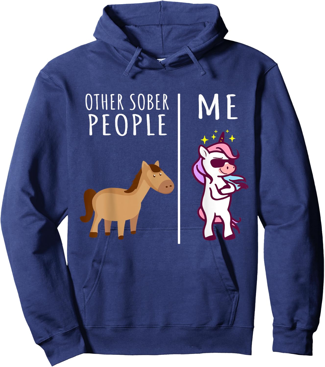Other Sober People Me Unicorn AA Recovery Gifts Sobriety Hoodie - Hoodie | Navy
