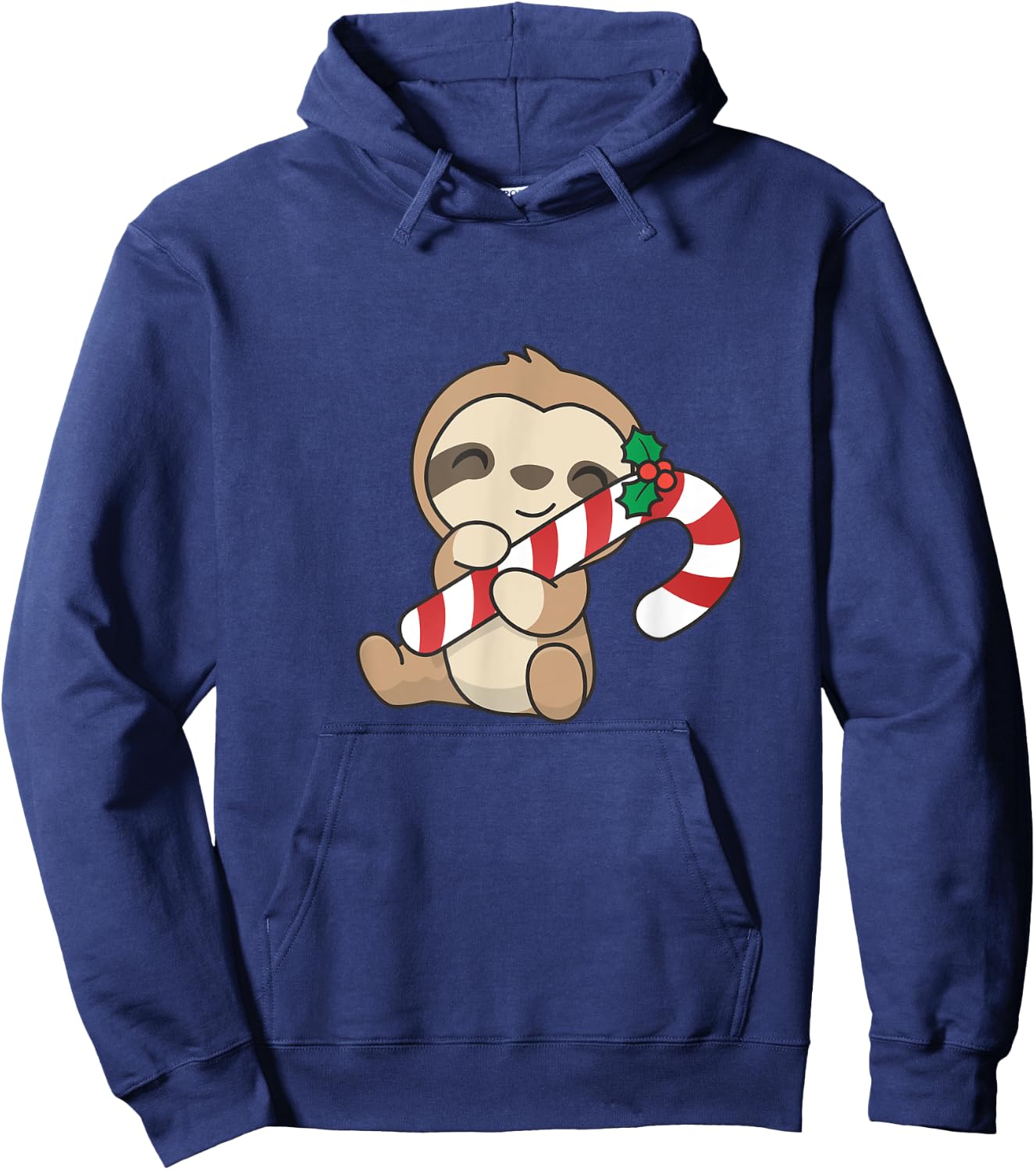 Sloth Christmas Candy Cane Cute Sloth Hoodie - Hoodie | Navy